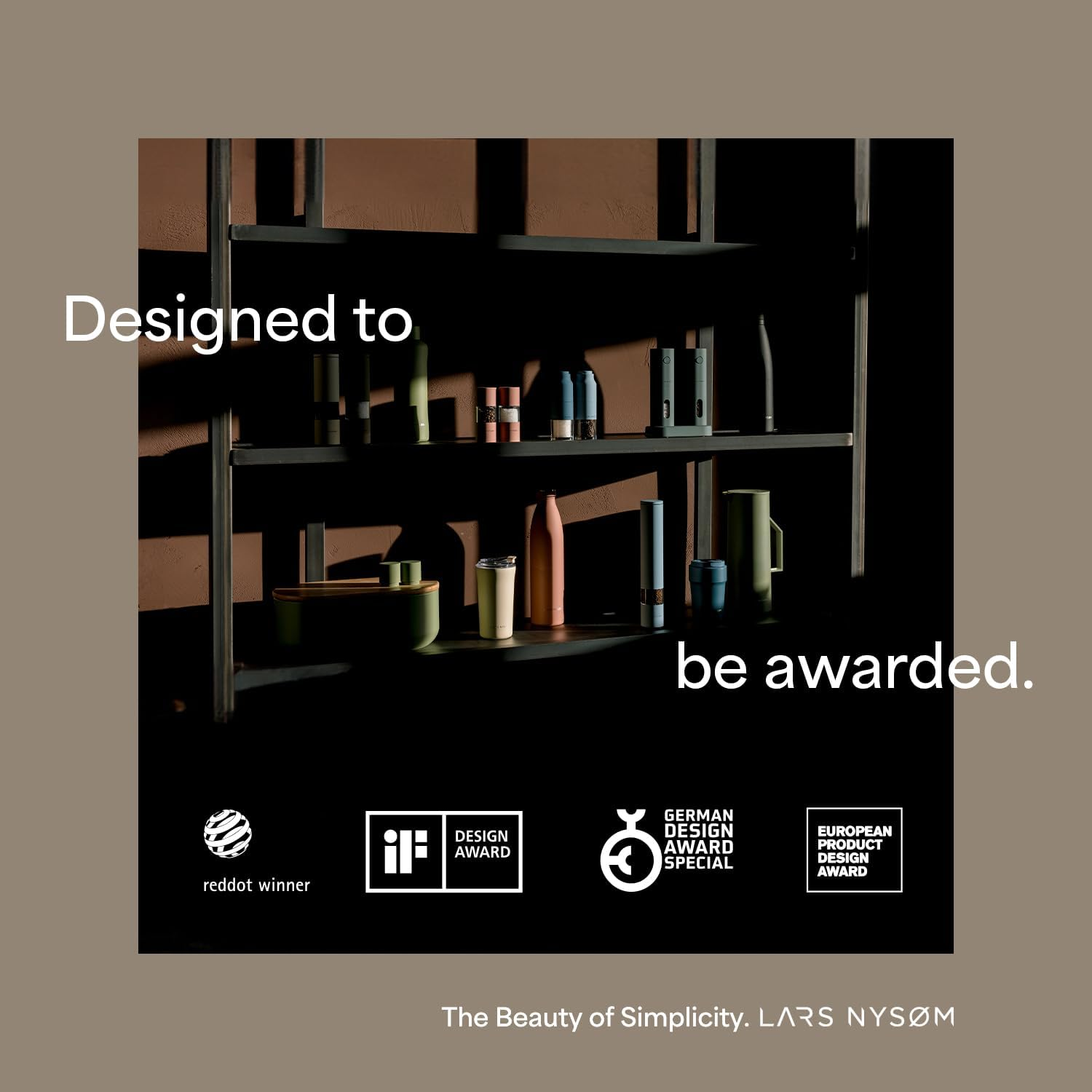 LARS NYS&Oslash;M Salt and Pepper Grinder Set, Manual Salt and Pepper Mills with Adjustable Ceramic Grinder, Design Spice Shaker Set (Ash Gray) - Berry Red image number 3