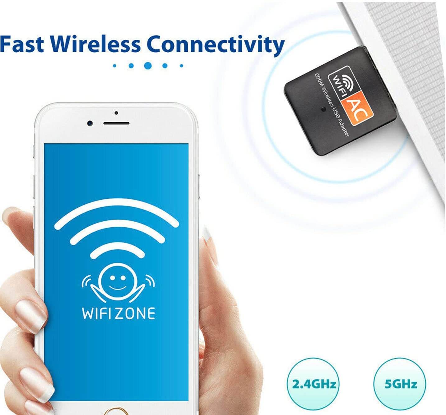 USB Wifi Adapter, 5G/2.4G Dual Band Wireless USB for PC, 600Mbps High Speed Wifi Adapter for Desktop PC, Yotsuba Wifi Dongle Support Windows 7/8/10/11, Mac OS, Linux image number 6