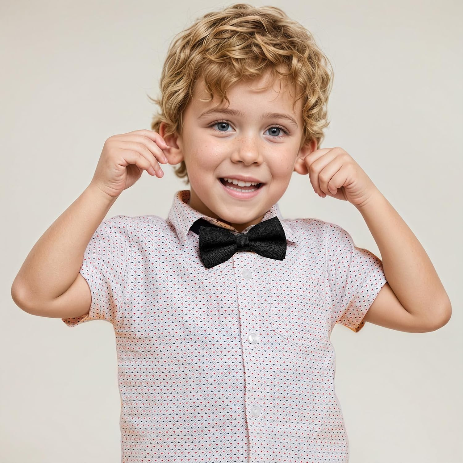 Kids Bow Ties Satin Toddler Bow Tie Adjustable Kids Solid Color Bowties for Boys School Wedding Party image number 1