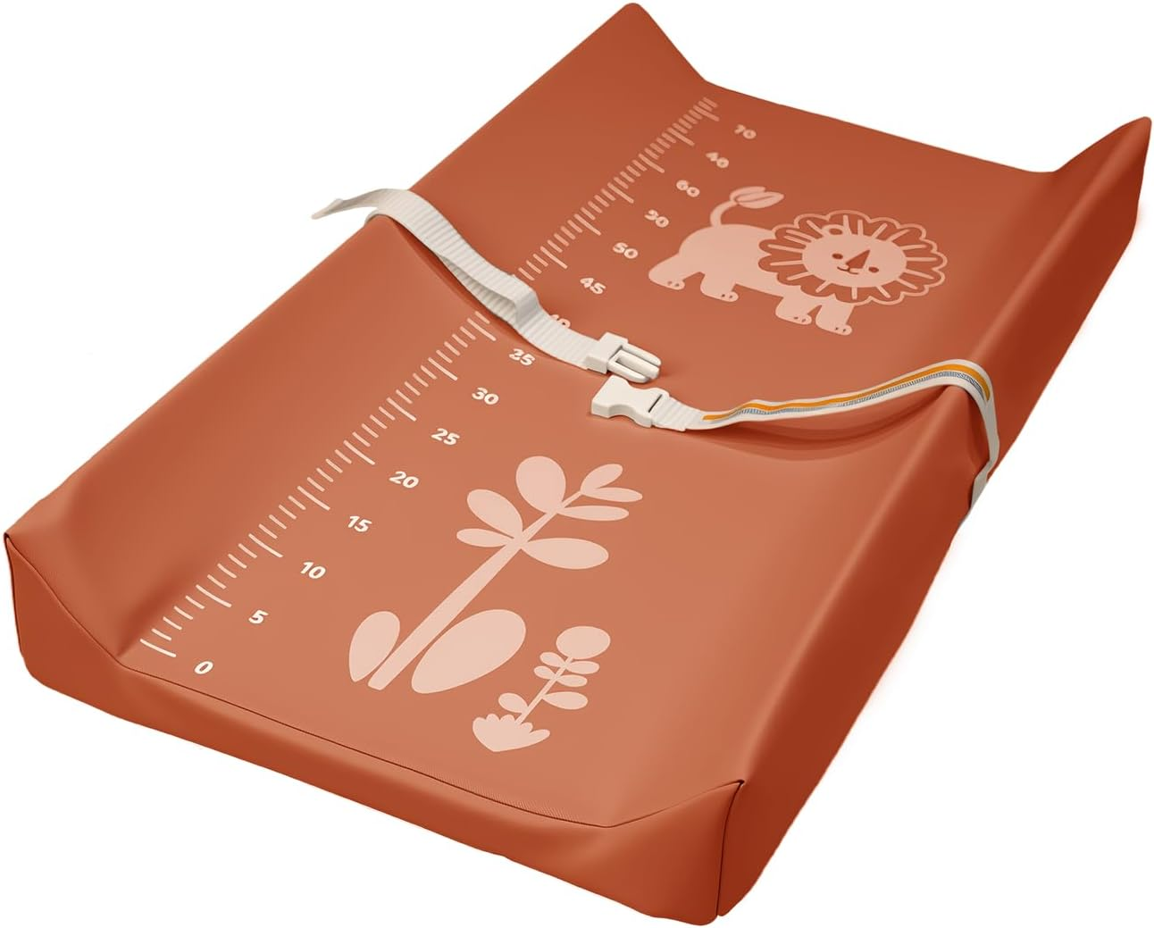 AGOGOLIFE Baby Changing Pad with Ruler, Waterproof PU Leather Wipe-Clean Mat with Safety Belt, Anti-Slip Base, Fits Standard Changing Tables