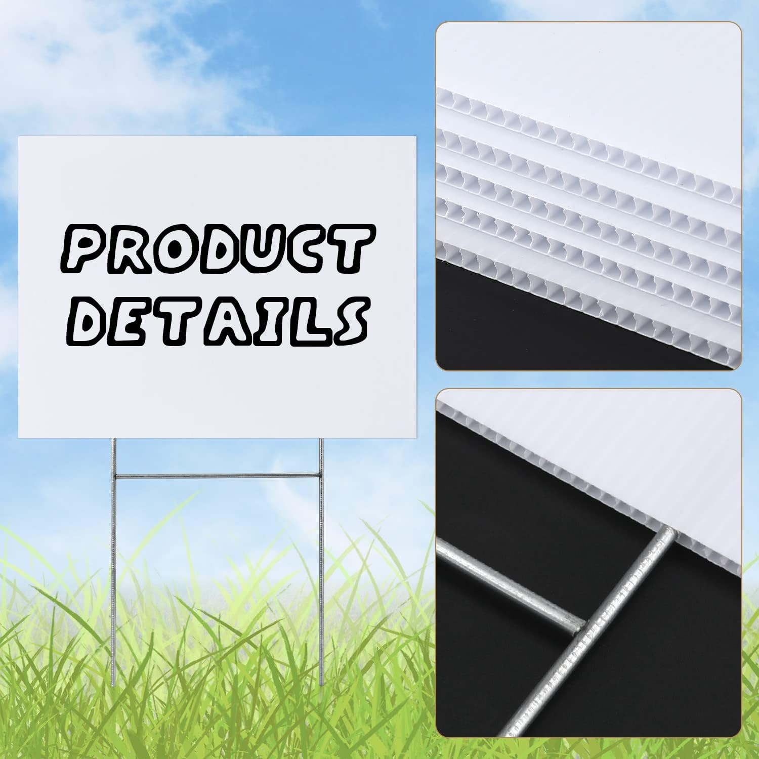 10Pcs Blank Yard Sign, Extra Large Blank Yard Signs with Metal Stakes White Blank Lawn Yard Signs for Garages Garden Outdoors (15.7X11.8 Inch/40X30Cm) image number 1