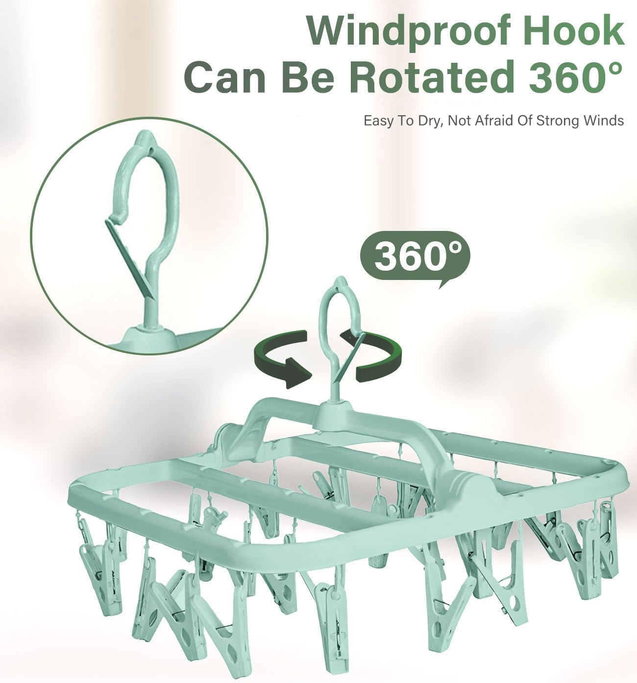 2Pack Clothes Drying Hanger - 32 Clips Folding Laundry Hanger with Drip Foldable Hanging Rack for Sock, Drying Bras, Lingerie, Clothes, Towels, Scarves, Underwear Hanger for Washing Line image number 4