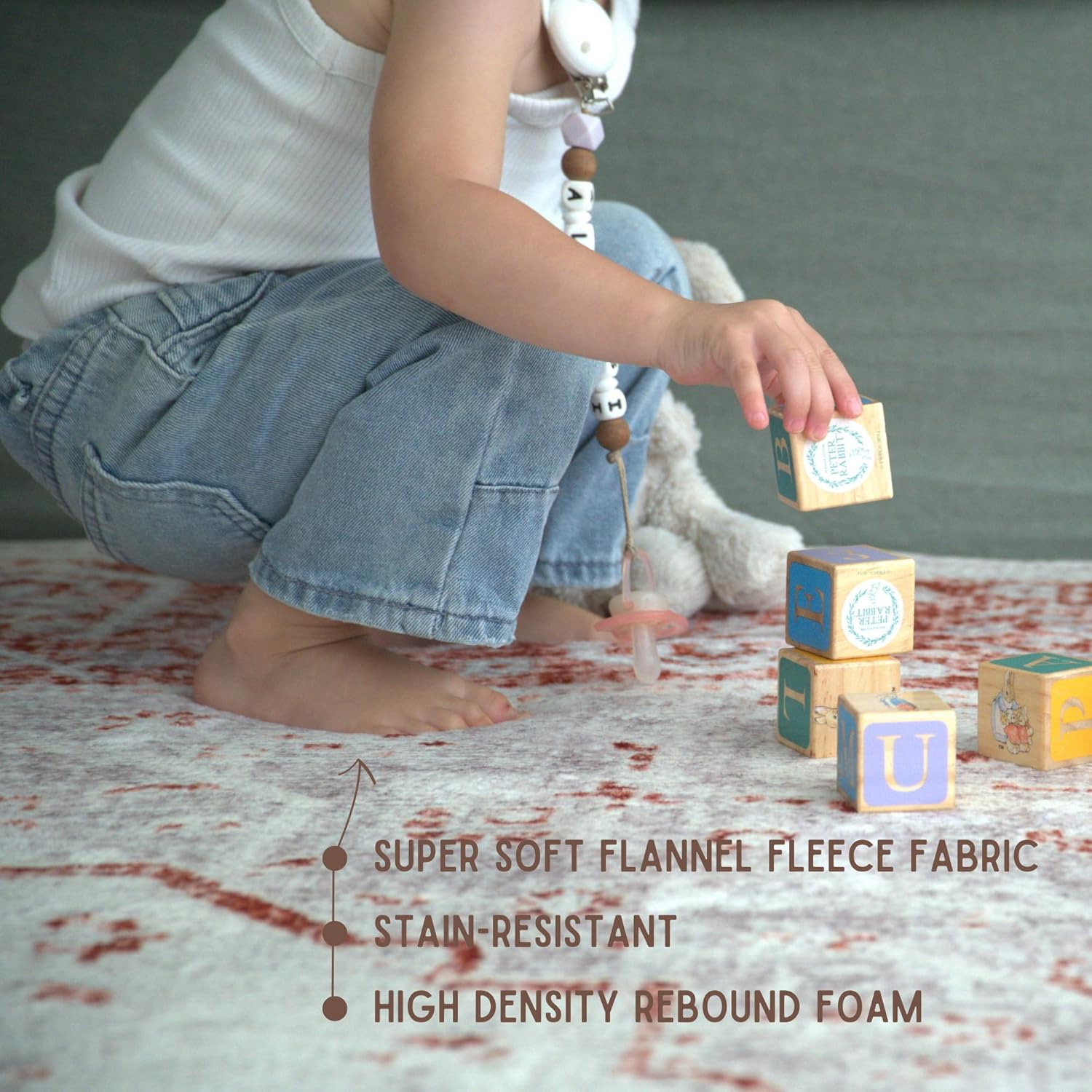 Luxurious Large Soft Baby Play Mat - Soft Padded Play Mat for Babies - Rebound Memory Foam Mat - Non Toxic Baby Play Rug - Large Baby Floor Mat for Tummy Time (Terracotta Distressed 140X200Cm) image number 5