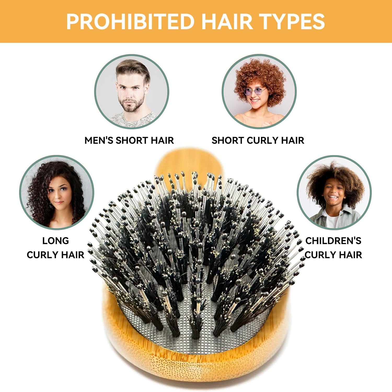 Boar Bristle Hair Brush - Natural Hairbrush Massage Comb for Thick Thin Long Short Wet or Dry Hair, Wooden Paddle Nylon Bristle Brush for Smoothing, Massaging, Detangling for Women and Men image number 5