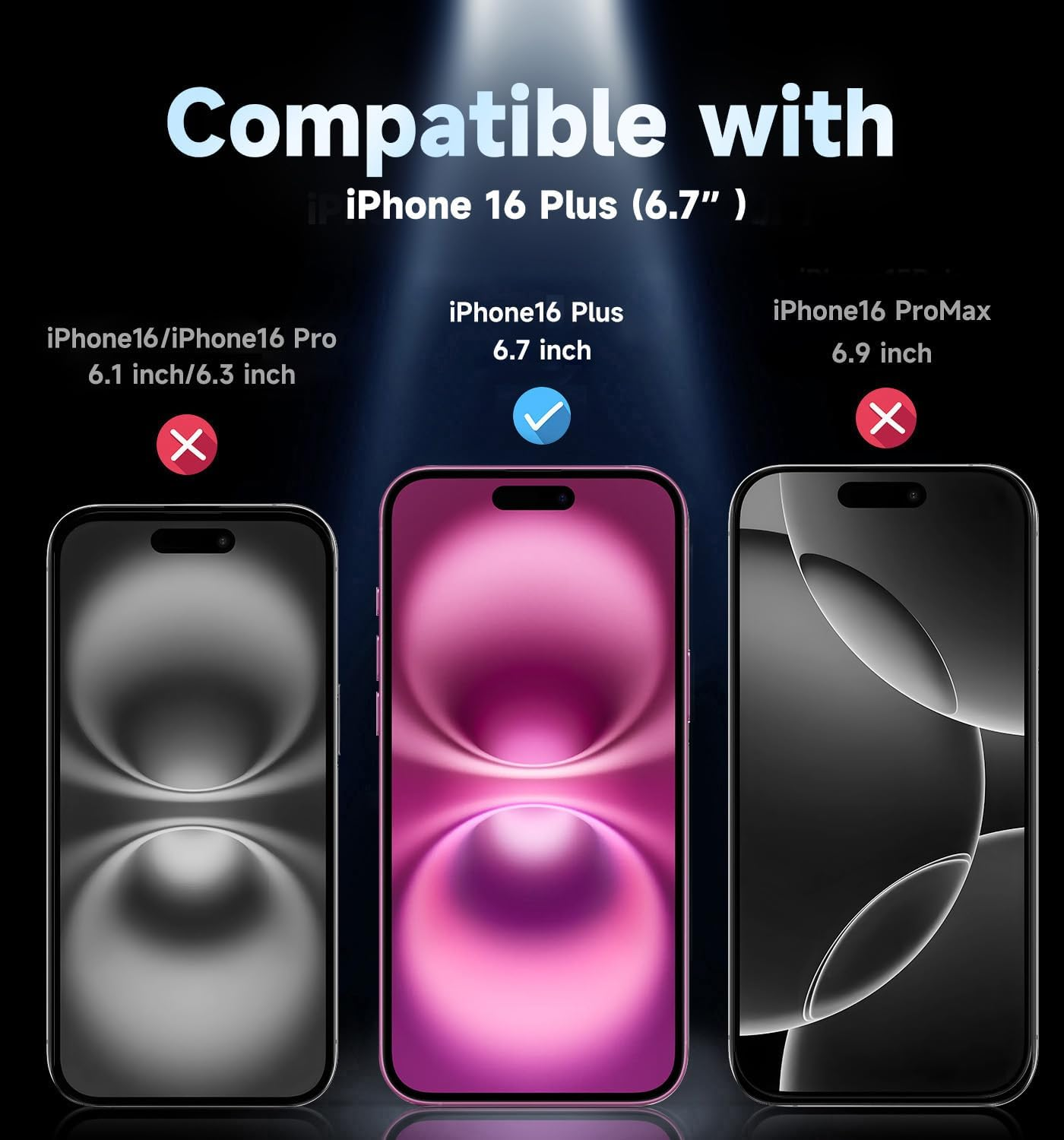 MAGIC JOHN 2 Pack for Iphone 16 plus 6.7 Inch Privacy Tempered Glass Screen Protector, Auto Dust-Elimination, Bubble Free, HD Clear, Easy Installation