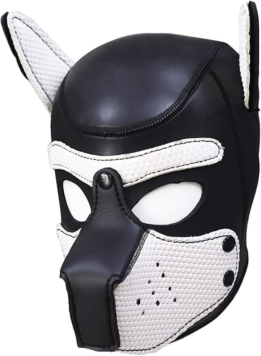 Yiqin RWSX Dog Mask, Soft Latex Petplay Dog Mask with Ears, Puppy Mask, Dog Masks, Removable Mouth, Suitable for Halloween, Holiday Party (X-Large, White) image number 6