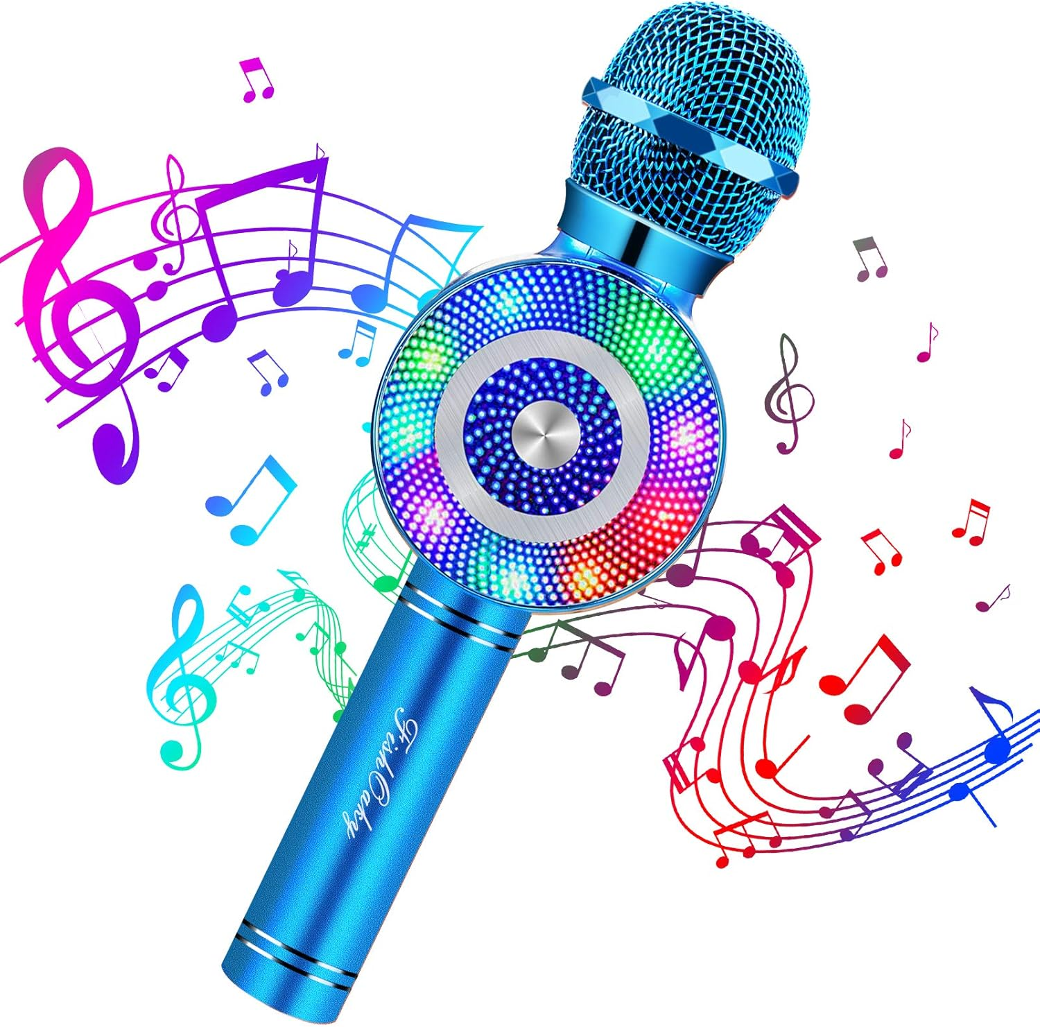 Wireless Bluetooth Karaoke Microphone with LED Lights, 4 in 1 Portable Karaoke Machine Speaker for Android/Iphone/Pc image number 1