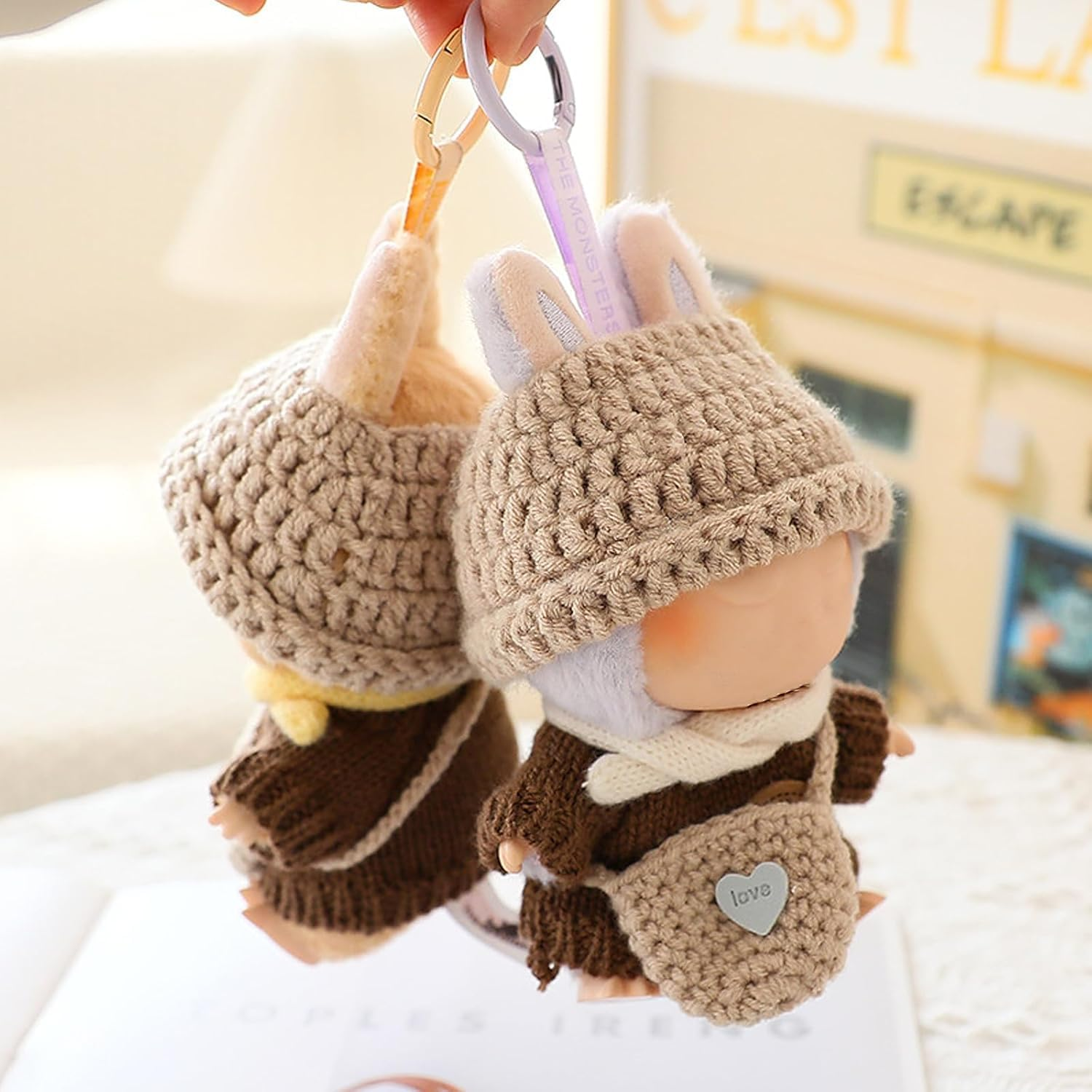 Doll Clothes Compatible With17/15Cm Doll,Handcrafted Crochet Miniature Accessories Set, Handcrafted Crochet Outfit Set and DIY Craft Projects Doll Outfit Doll Accessories Gifts for Girls Boys image number 2