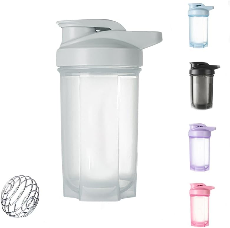Protein Shaker Bottle 500Ml with Stainless Steel Mixing Ball, BPA- and DEHP- Free, Leakproof Flip on Lid, Temperature Safe, Dishwasher Safe Perfect for Mixing Powdered Shakes - (Black)