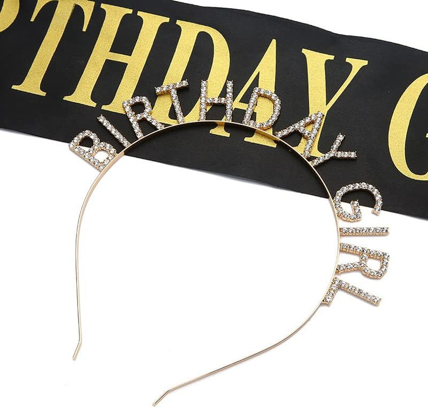 Birthday Crown Headband for 18Th 16Th Party Supplies Favors - Happy Birthday Hair Band for Girls Bday Party Hair Accessories, Gold