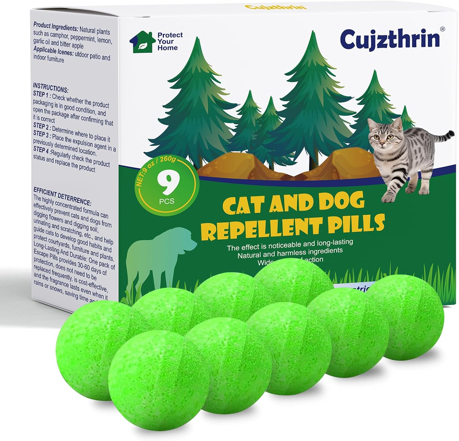 Natural Peppermint Oil Cat Repellent for Outdoor & Indoor Use, Keep Cats & Dogs Away from Yard, Garden & Furniture, 6-Month Protection, 9 Pack image number 4