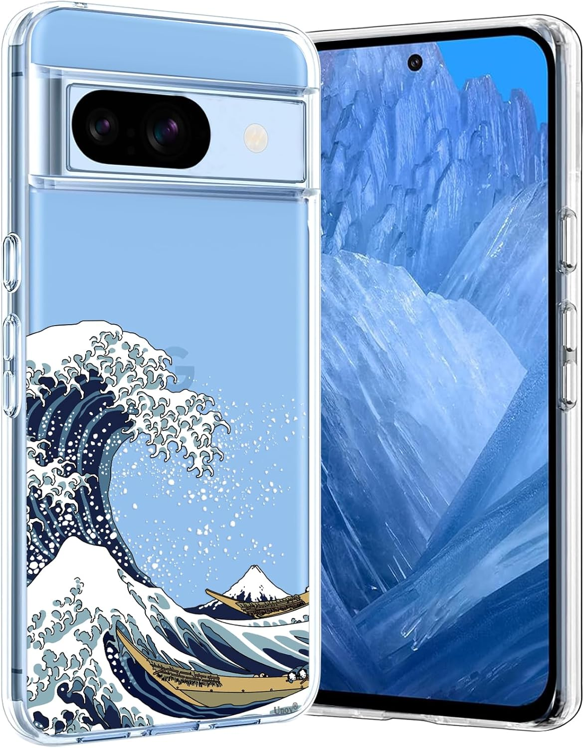 Unov Case Compatible with Pixel 8A Case Clear with Design Soft TPU Shock Absorption Slim Embossed Pattern Protective Back Cover for Pixel 8A (Rainbow Dinosaur)