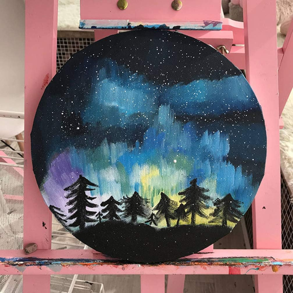 Didiseaon round Canvas for Painting: Pre-Stretched Circle Canvas Blank Frame 50Cm White Art Canvases Panels for Oil, Acrylic, Gouache, Crafts Drawing Painting DIY image number 5