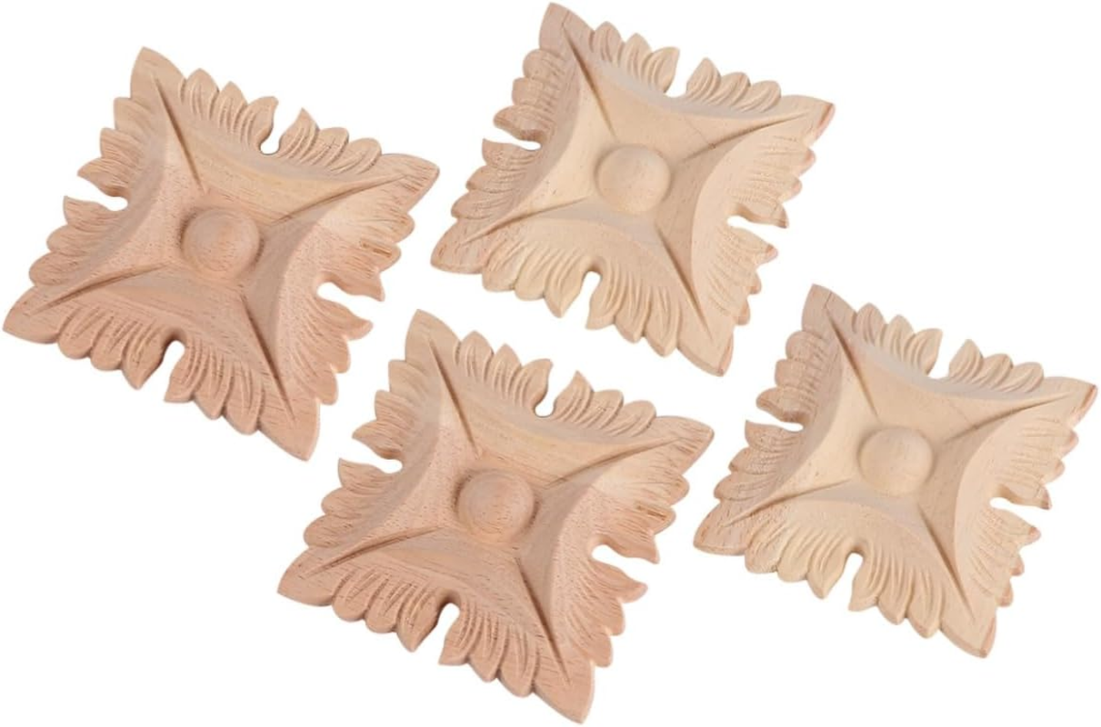 KICHOUSE 4Pcs Wood Decals Architectural Door Casing Decorative Molding Corner Trim Home Hardwood Timber Wall Decals Wall Mirror Decor Furniture Appliques Door Decoration Square Room Wooden image number 4