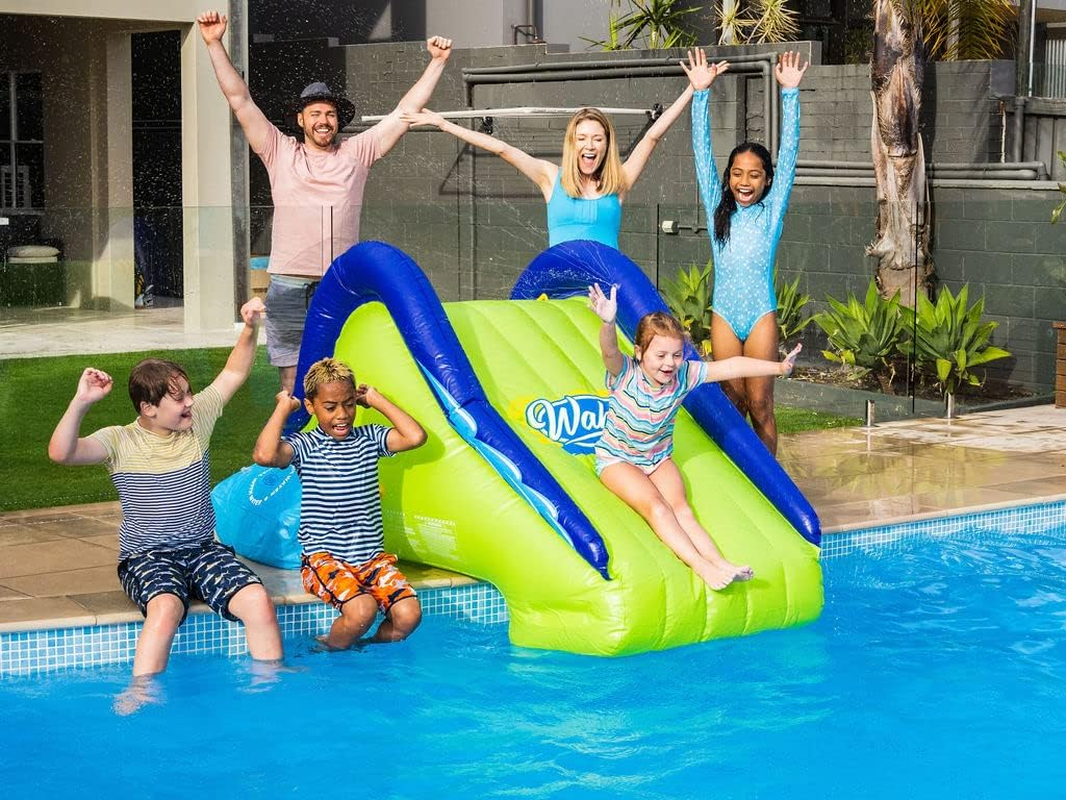 Wahu Backyard Inflatable Supa-Doopa Pool Slide &ndash; Giant Water Slide with Continuous Spray | Durable Puncture-Resistant Design | Steep, Fast Ride for Kids Summer Fun image number 2