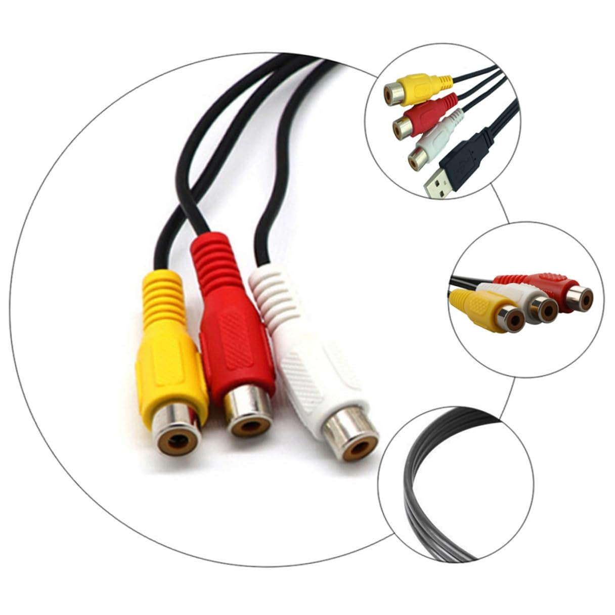 OHPHCALL USB to Audio Cable Copper Connector Set-Top Box Accessory for Home Theater Tv Av Adapter Cord image number 1