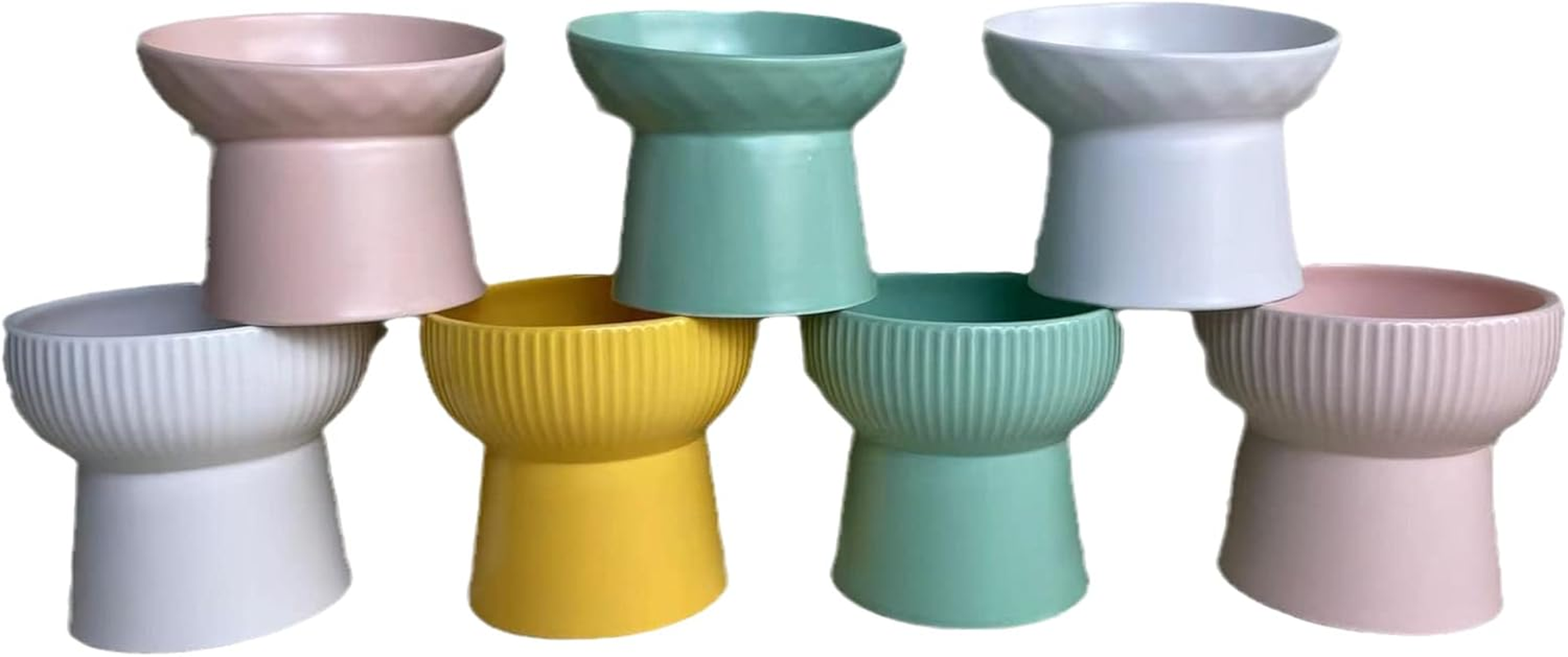 Pet Bowl Ceramic Double Bowl Anti-Spill High Bowl Dog Bowl Cat Bowl Cat Water Bowl for Flat Faced Cats,Small Dogs,Protects Pets Spine,-Random Color-1Pc,Random Color-1Pc