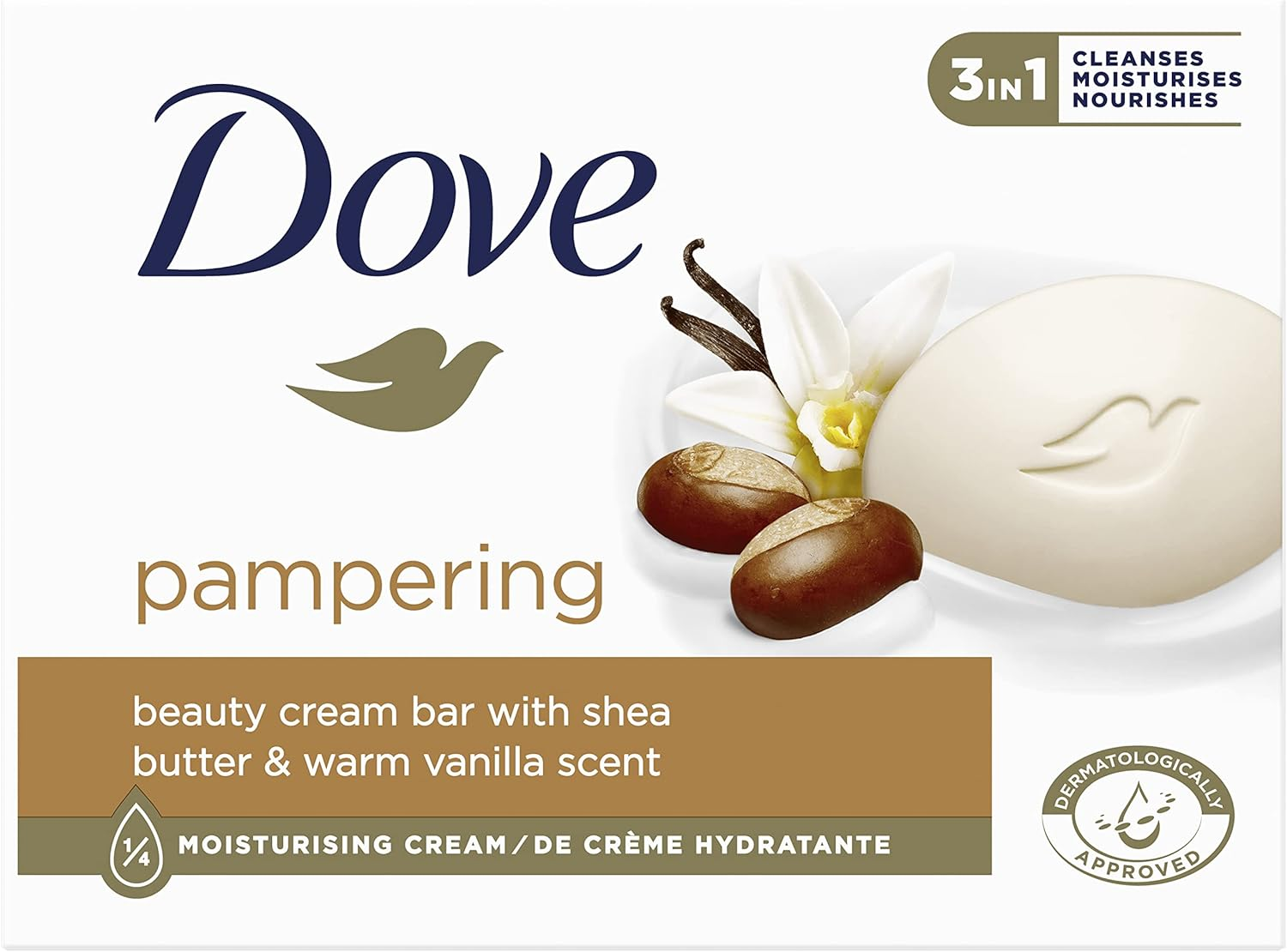 Dove Pampering Cream Bar with 1/4 Moisturising Cream for Soft and Smooth Skin 90 G image number 1