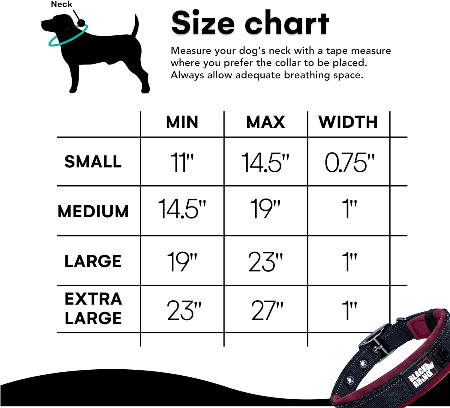 Black Rhino - the Comfort Collar Ultra Soft Neoprene Padded Dog Collar for All Breeds - Heavy Duty Adjustable Reflective Weatherproof (Large, Burgundy/Bl) image number 3
