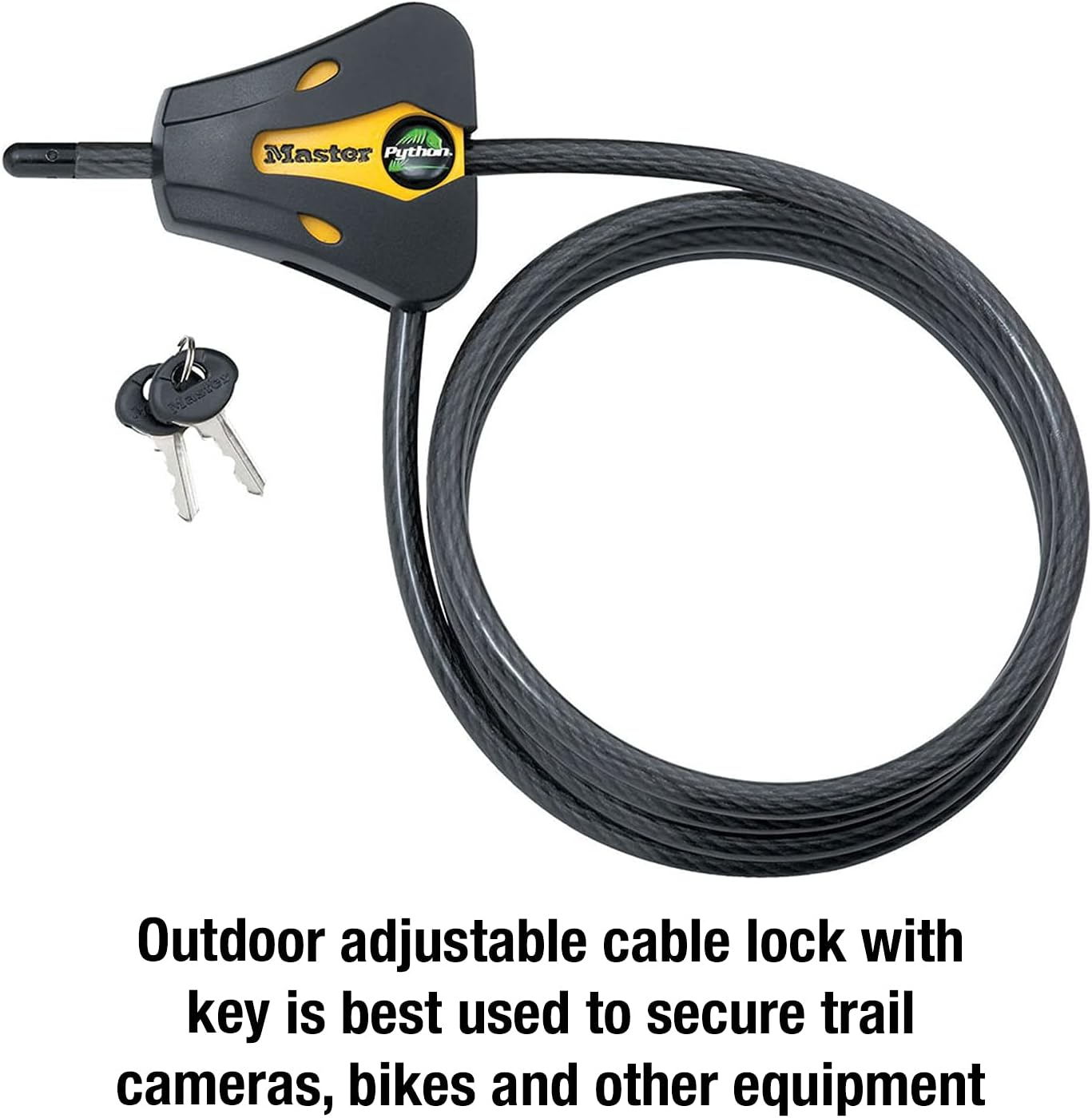 Master Lock Master Lock Cable Lock, Python Adjustable Keyed Cable Lock, 6 Ft. Long, Yellow & Black, 8419DPF, 8419DPF image number 1