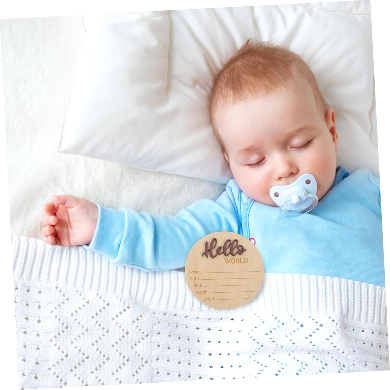 Announcement Wooden Sign for Birth Announcement round Shape Nursery Decor Sticker Wow Cards Safe Easy to Use - Green image number 6