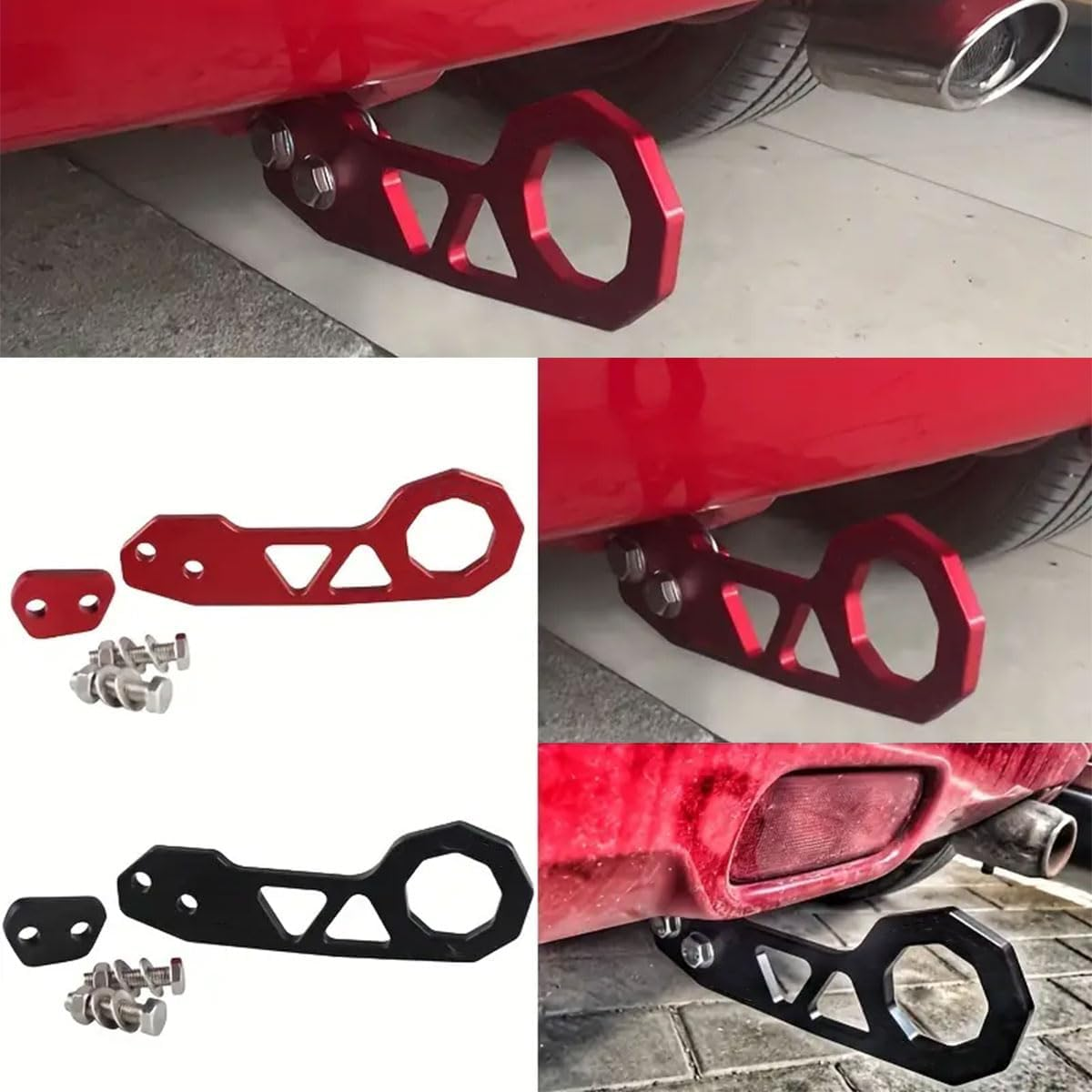 AIMALL Universal Rear Tow Hook Heavy Duty Alloy Car Bumper Towing Ring with Mounting Kit, Anodised Red or Black Colour for Vehicle Trailer Recovery or Styling Upgrade - Red image number 7