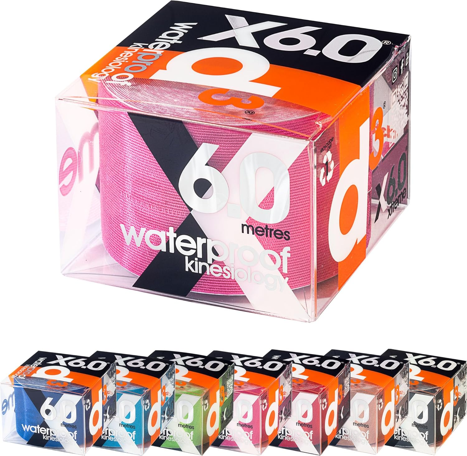 D3 Extreme Waterproof Kinesiology Sports Fitness Training Tape, 6.0 Metre Length, Pink image number 3