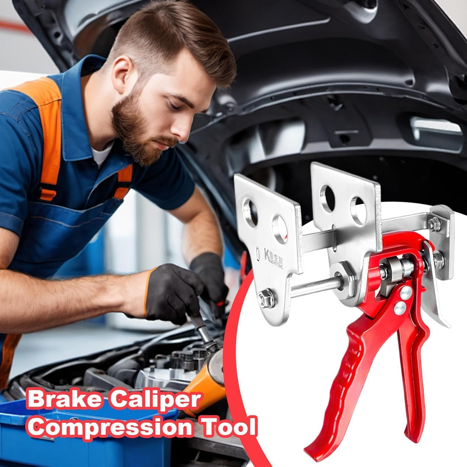 Brake Piston Compressor Tool, Professional Disc Brake Compression Tool, Carbon Steel Heavy Duty Sturdy, Aluminum Alloy, Equipment for Indoor, Present, 24.5Cm image number 1