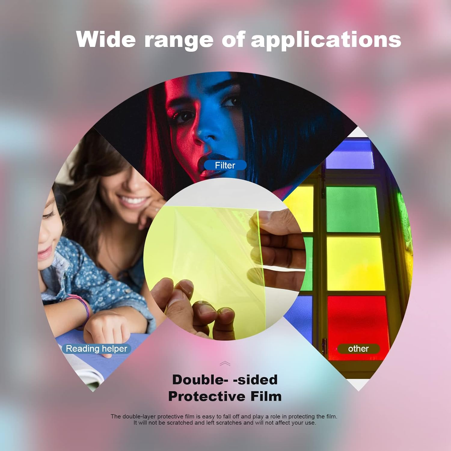 Correction Gel Light Filter, 14 Pack Colored Overlays Transparency Color Film for Photo Studio Light Video Photography Strobe, 7 Assorted Colors(29.7X21Cm) image number 5