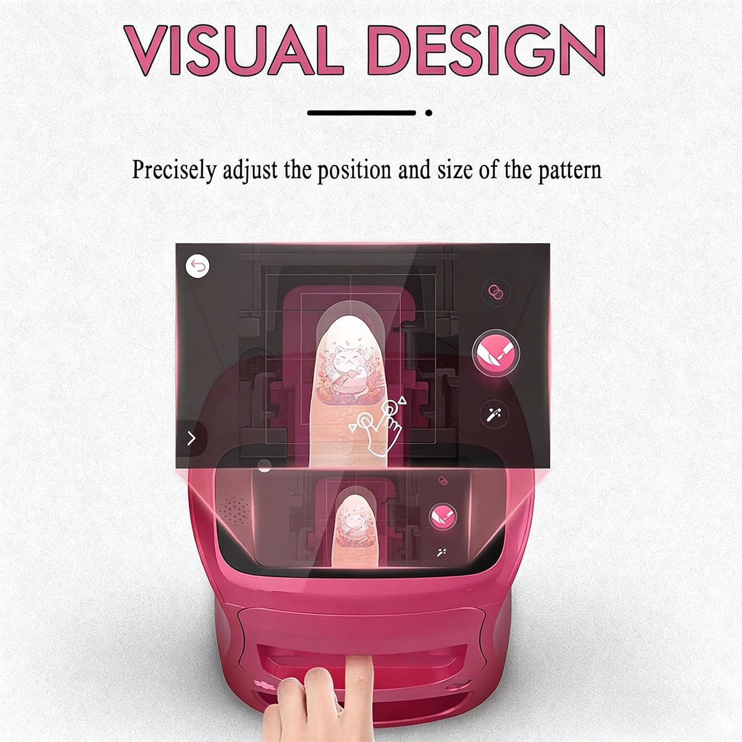 Smart 3D Nail Art Printer Machine,Digital Mobile Nail Art Printer,That Comes W/Over 800 Pictures of Nail,Wireless & Automatic Nail Art Machine,20S Done,Support Wifi/Diy/Usb Pink