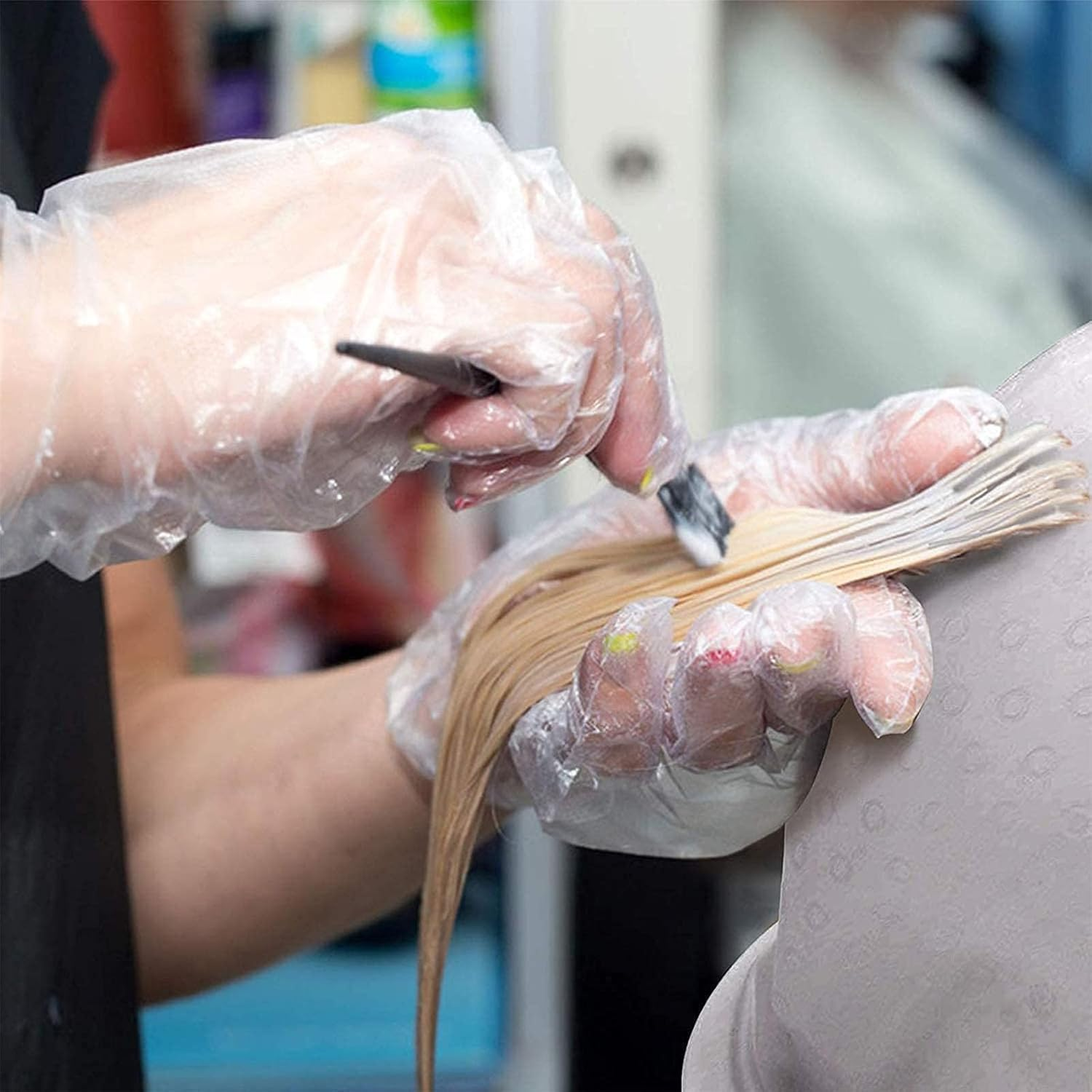 Hair Colouring Set, Silicone Hair Dye Caps, 25 Pieces DIY Beauty Salon Tool Kit, Highlight Hood with Holes, Brush Comb, Hair Dye Bowl, Colouring Brush, Ear Cover, Gloves, Hair Hooks, Hair Clips Kiuiom image number 6