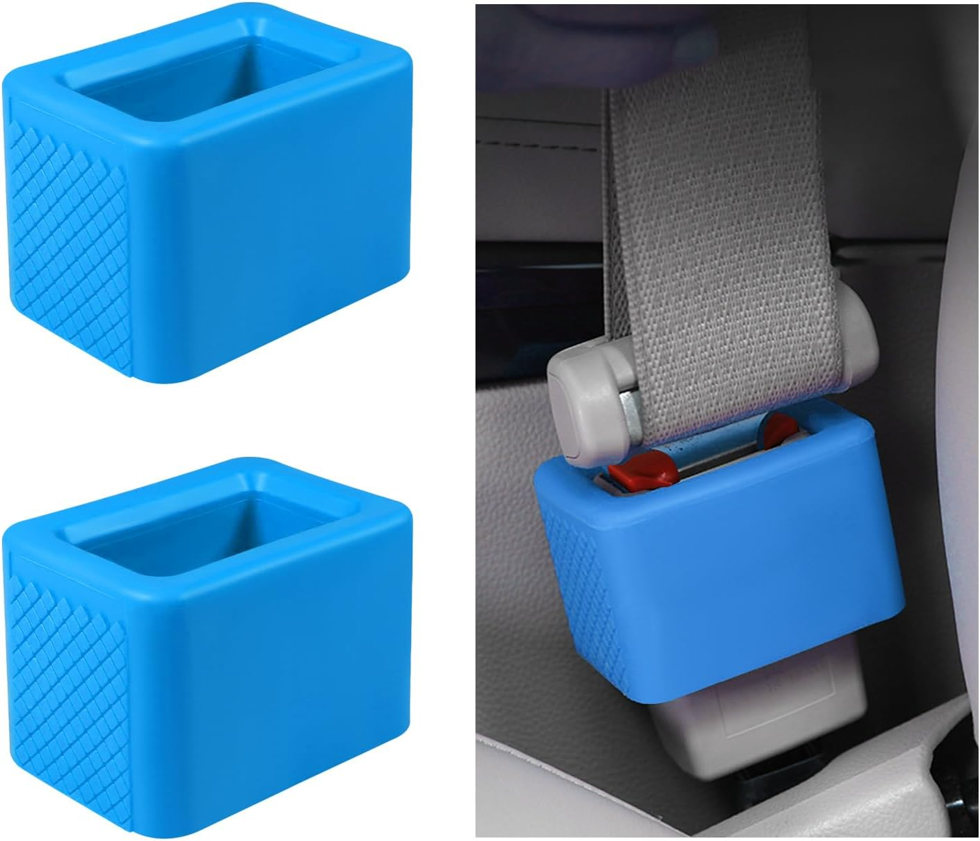 Povtii 2PCS Car Seat Belt Buckle Holder, Silicone Auto Seatbelt Buckle Booster Makes Receptacle Upright Buckling, Easy Access Seat Belt Buckle Safety Cover for Kids, Car Accessories (Black)