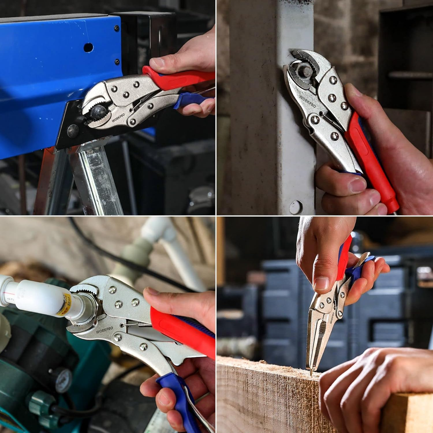 WORKPRO 3-Piece Locking Pliers Set, 10-Inch Curved Jaw, 7-Inch Curved Jaw and 6-1/2-Inch Straight Jaw image number 1