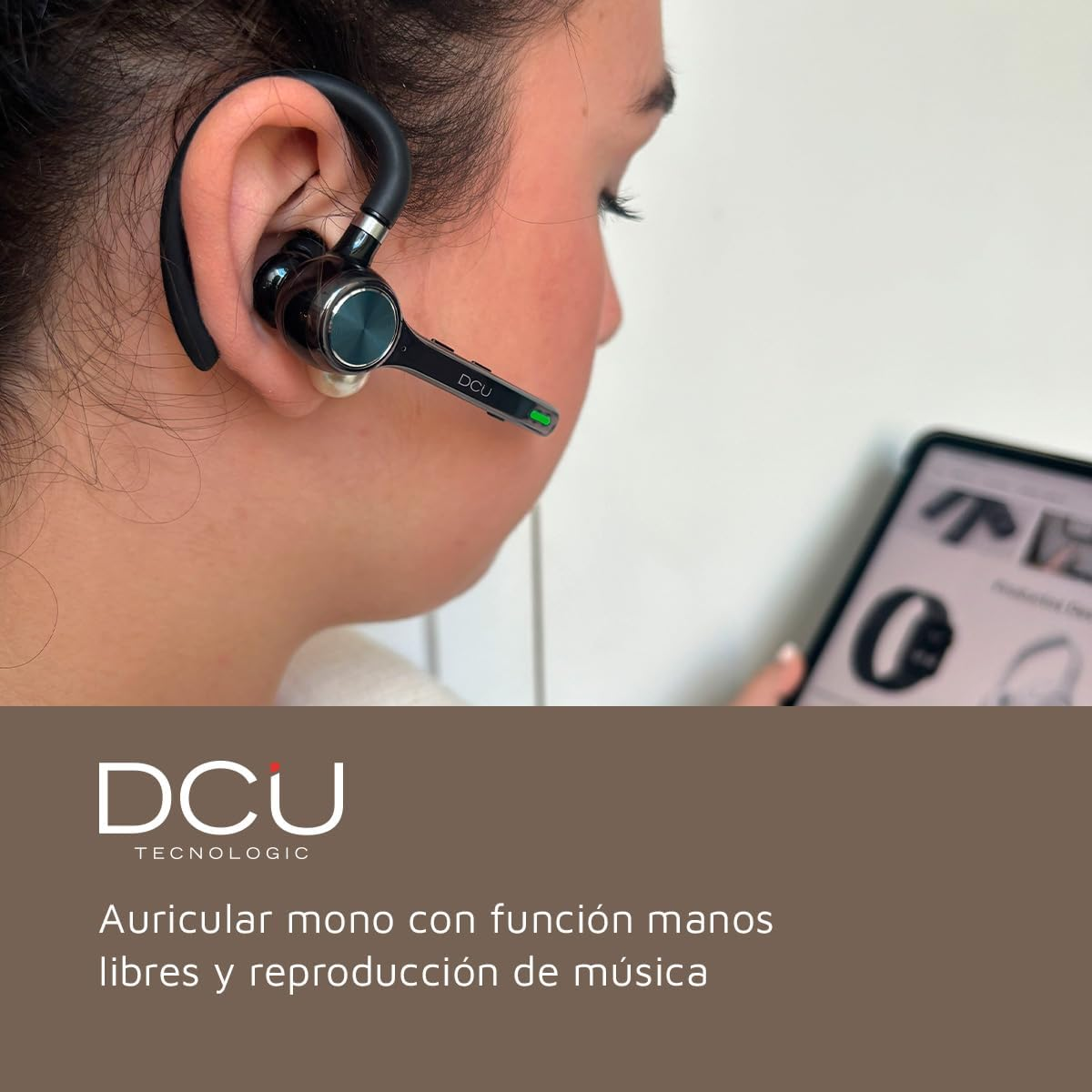 DCU TECNOLOGIC Wireless Headphones - Mono Bluetooth 5.0 Action Pro Headset - Make and Receive Calls - Dual Point Connectivity image number 2