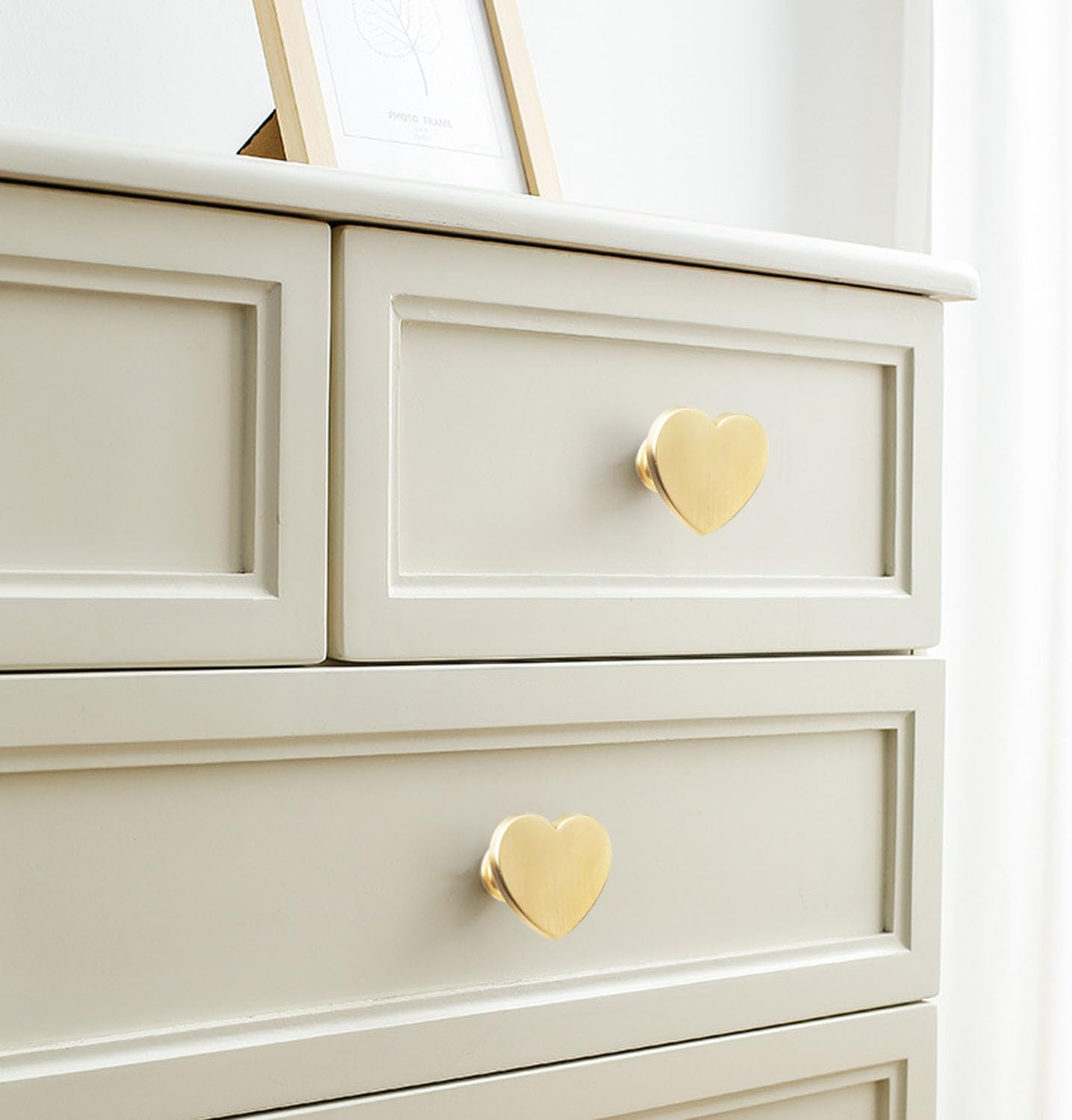 YYMSEN 6 Pcs Brass Heart-Shaped Gold Cabinet Knobs, Suitable for Bathroom & Kitchen Drawer Pulls image number 4