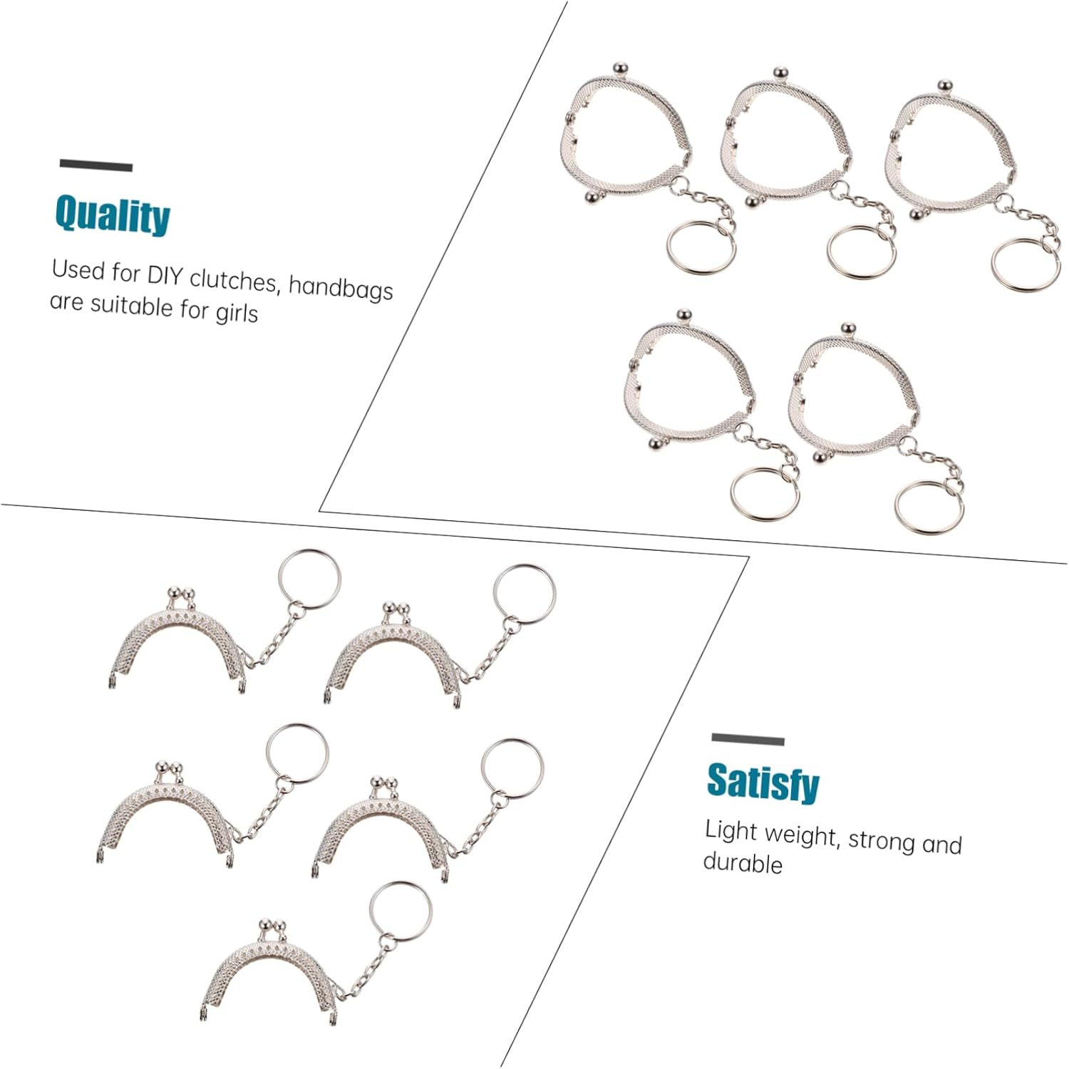 Angoily 5Pcs Decorative Lock Retro Handbag Locks DIY Bag Handle for Women Handbags Shoulder Bags - Golden image number 3