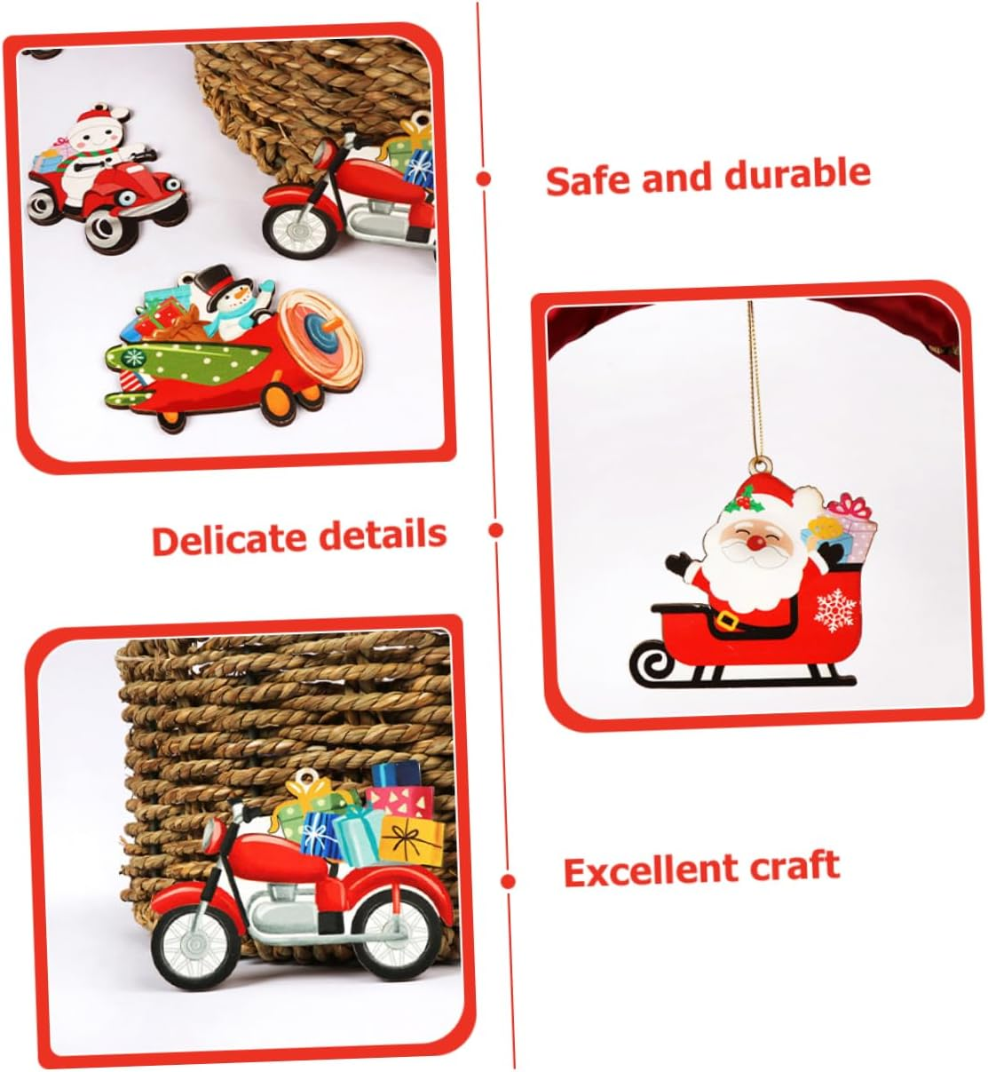 COHEALI 12Pcs Wooden Christmas Pendant Xmas Tree Decorations Hanging Ornaments