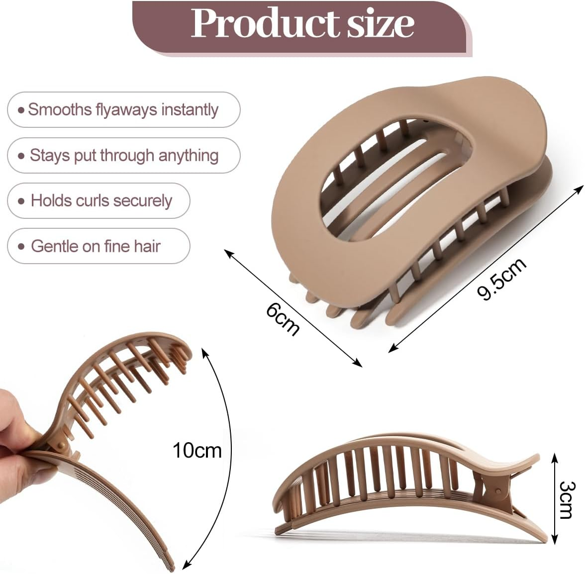 Pack of 6 Women'S Hair Clips, Flat Hair Clips, French Clip, Non-Slip Side Hair Clips for Thick and Thin Hair, Strong Hold for Everyday Life, Sports, Driving as Hair Accessories (Matte Plain) image number 4