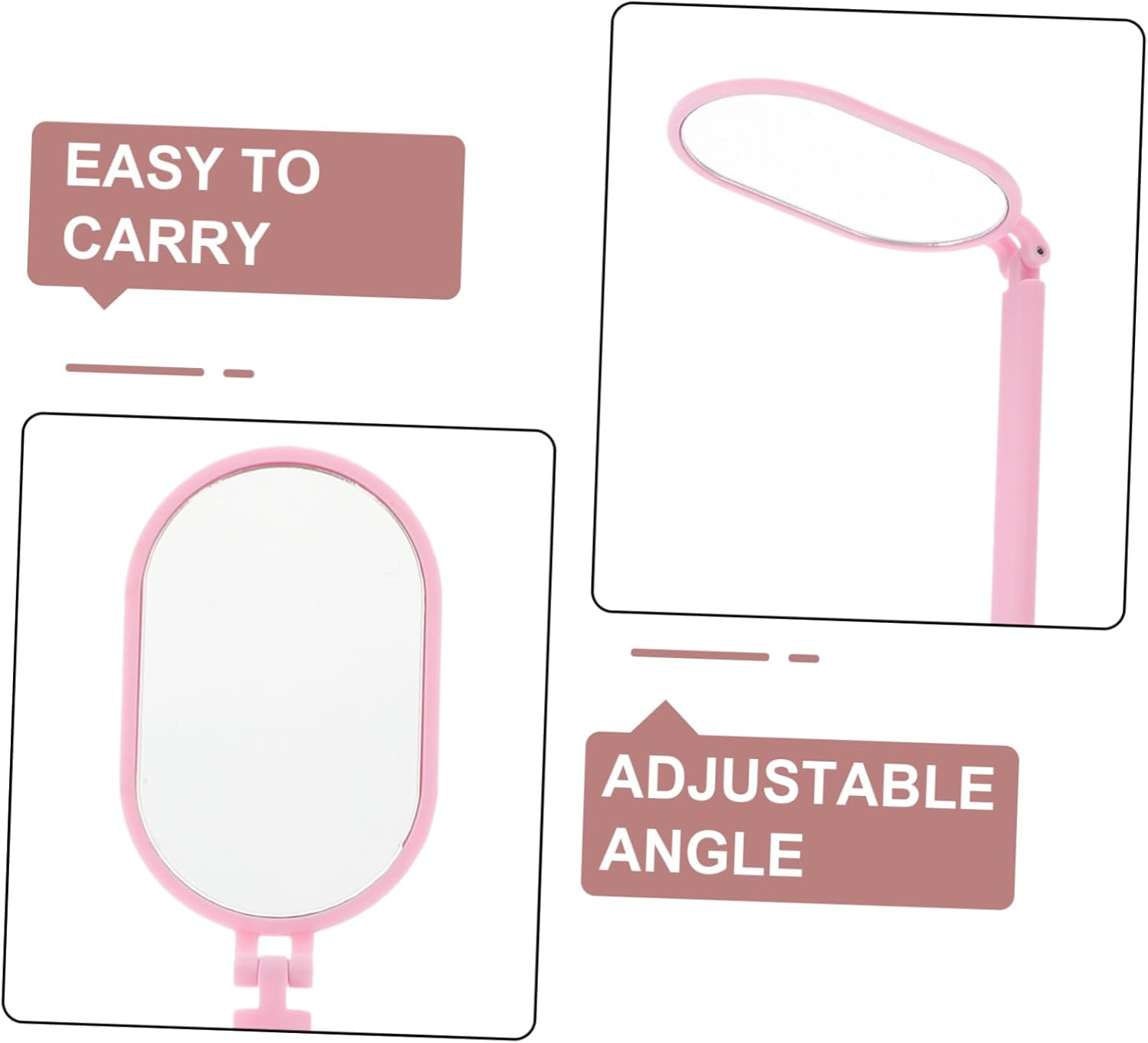 Pink Handheld Lash Extension Mirror Portable Eyelash Check Mirror for Lash Techs Foldable Rotating Design for Salon Use