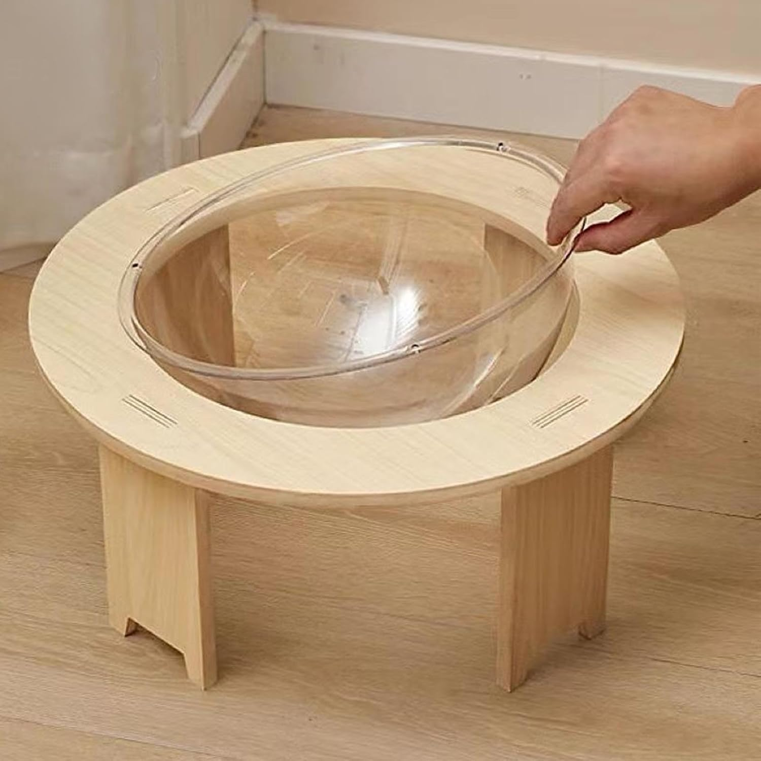 Capsule Cat Bed, Capsule Indoor Cat House, Transparent Clear Capsule Cat House, Detachable Wooden Elevated Cat Bed for Bedroom Balcony (Tama&ntilde;o Peque&ntilde;o 21 Pulgadas) image number 5