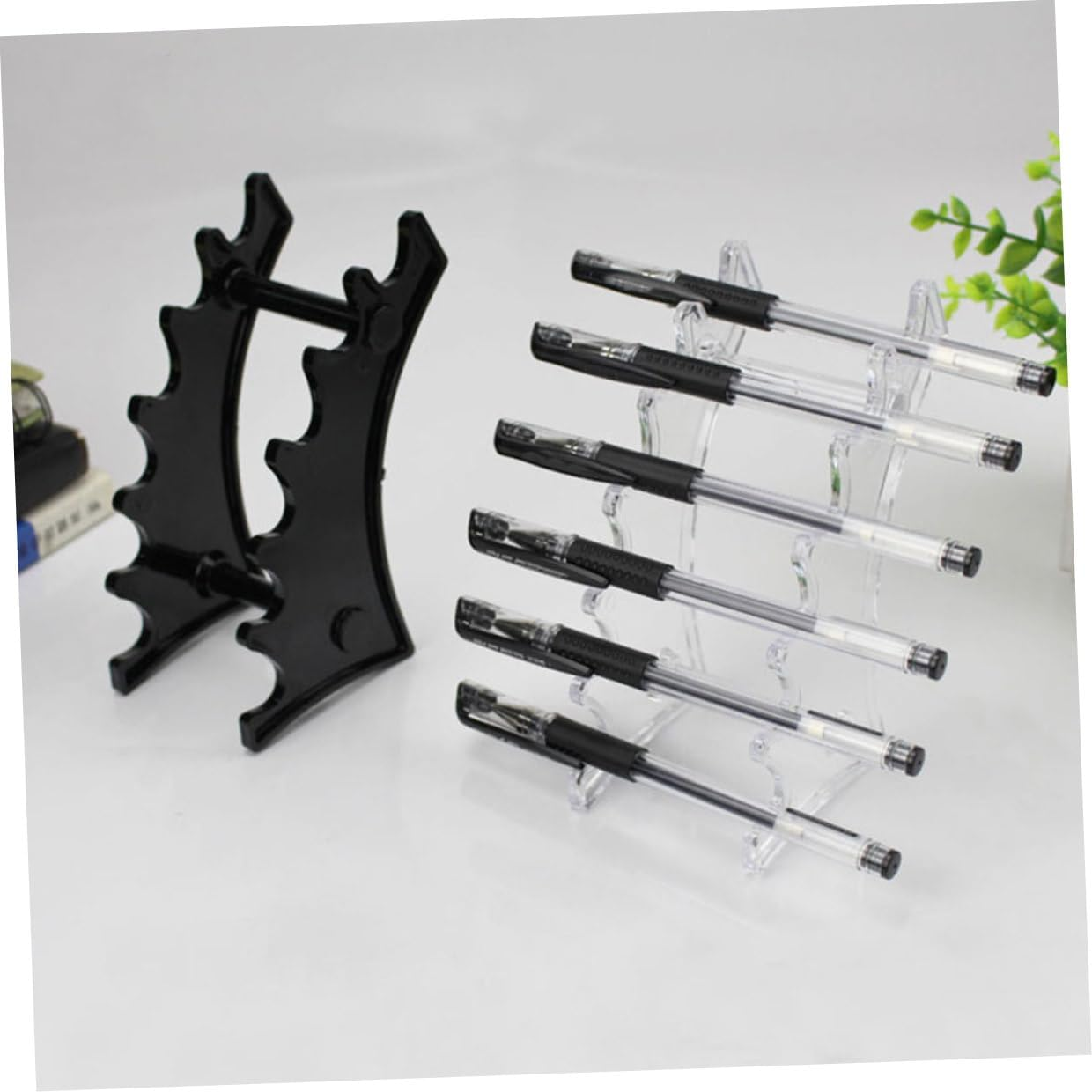 COOPHYA 2Pcs Horizontal Makeup Brush Organizer Rack with Slots Plastic Pen and Paintbrush Drying Stand for Quick Air Circulation Sturdy Holder for Eyebrow Pens Makeup Tools and Art Brushes image number 4