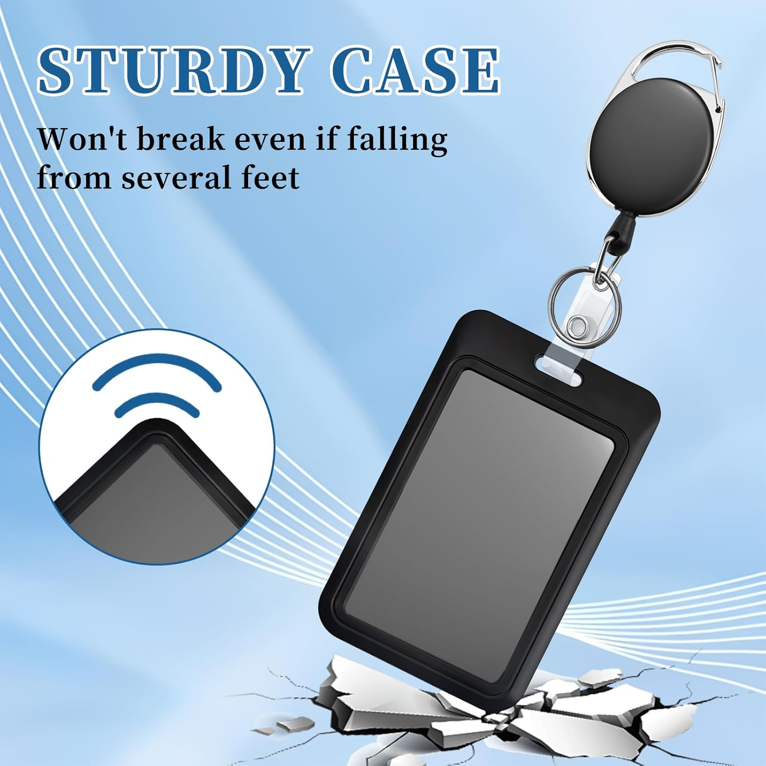 Retractable Keychain, 4 Pack ID Badge Holder with Retractable Badge Reel, ID Card Holder Retractable with Metal Clip and Keyring for Office, School image number 3