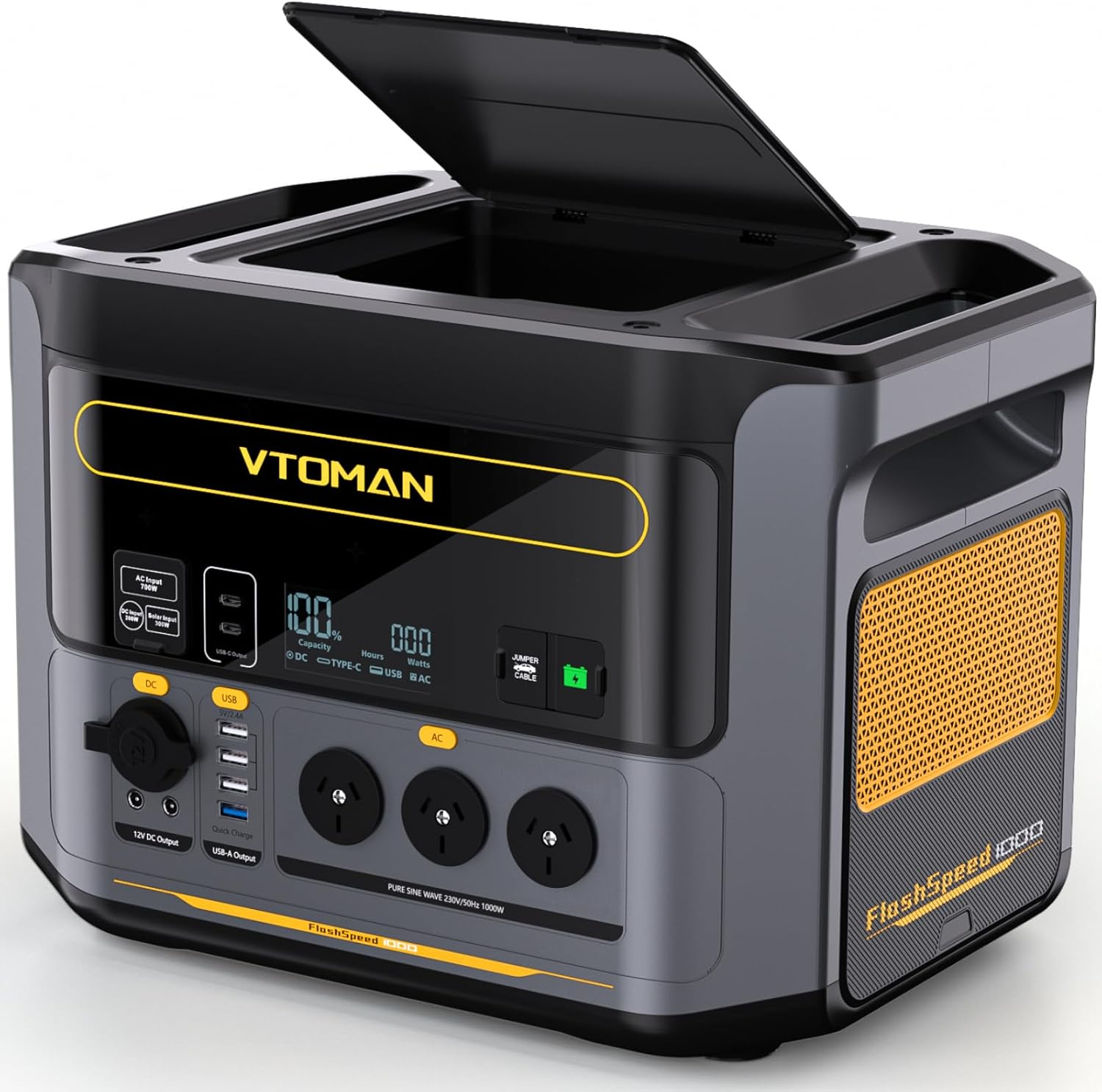 VTOMAN Flashspeed 1000 Portable Power Station 1000W (2000W Peak), 828Wh Powered Solar Generator with AC/USB/DC Output Ports, for Camping, Fishing, RV, Recharge 0-80% within 1H image number 4