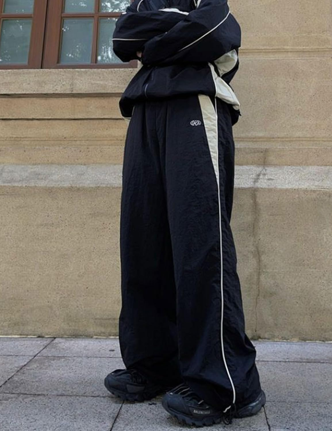 FCOOLYEET Mens Y2K Sweatpants Baggy Track Pants Streetwear Pants Harajuku Joggers Wide Leg Parachute Pants for Men image number 6