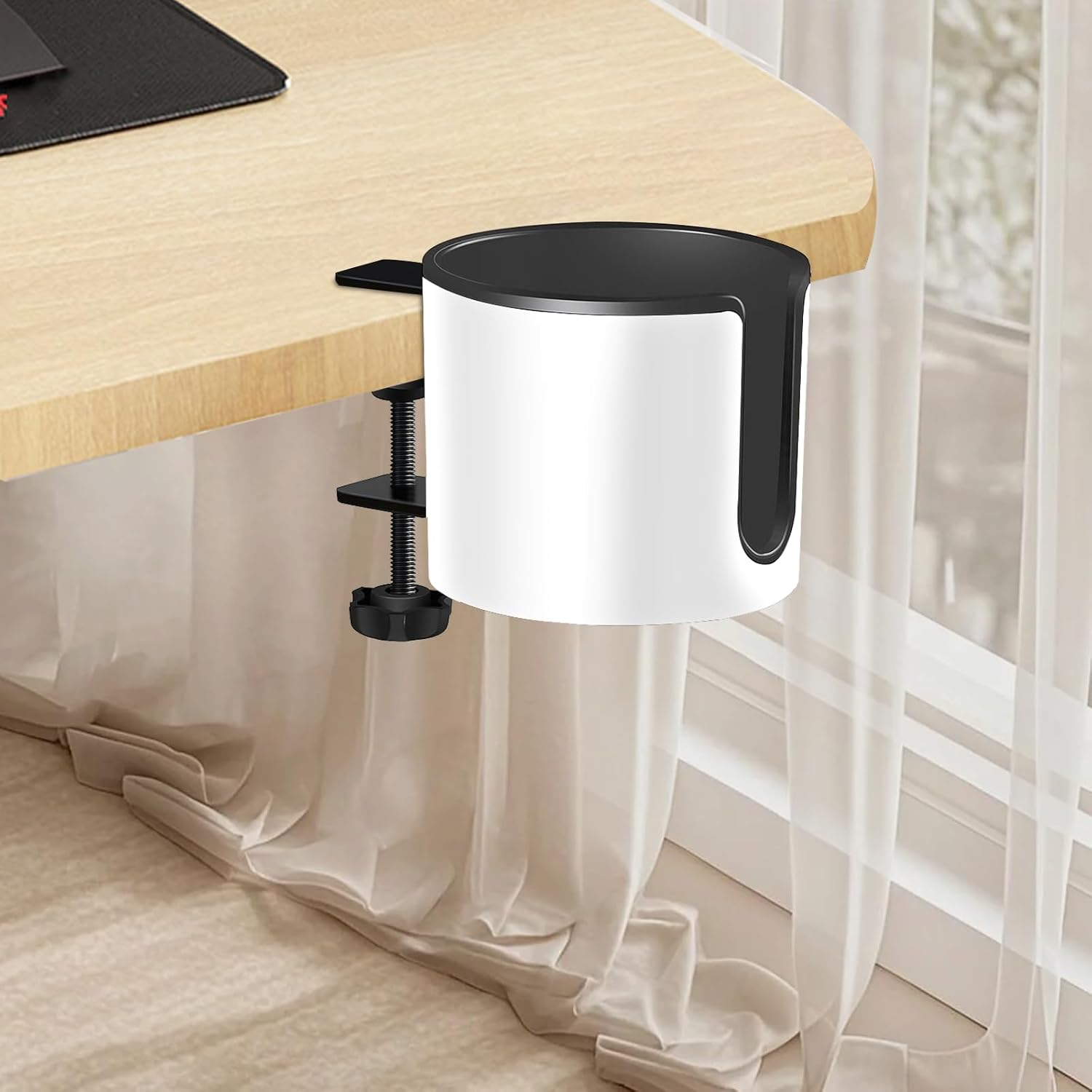 Anti Spill Desk Cup Holder 2 in 1 Multi Function Desktop Cup and Headphone Holder image number 3