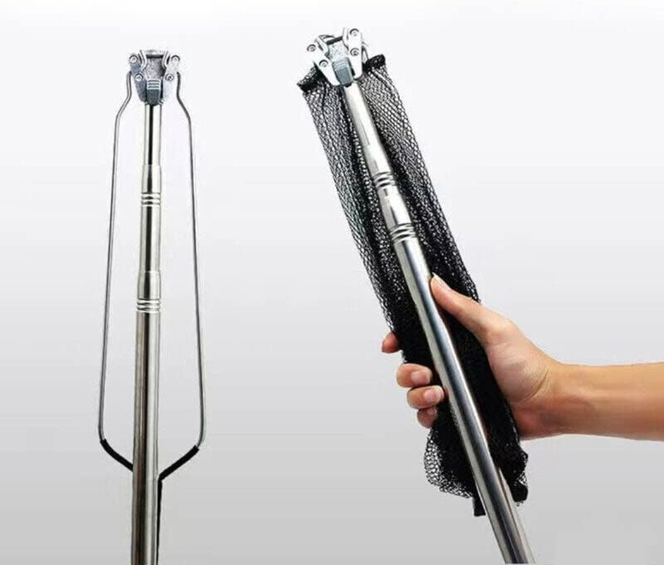Fishing Net Landing Mesh Fish Catch Tool Telescopic Pole Folding Handle Foldable Extends to 63 Inches - Lightweight Aluminum Alloy, Knotless Mesh image number 6