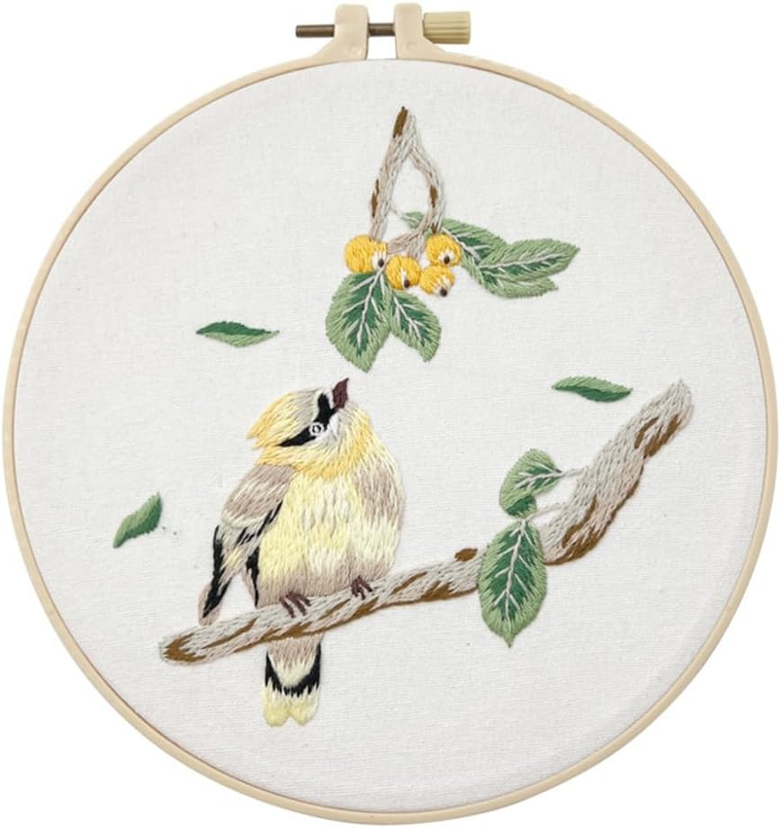 Meecaa Black White Cat Greenery Pet Embroidery Kit Starter Set, Hand Embroidery Set,Pattern Printed Cross Stitch Set for Beginner Adults, with Embroidery Hoop and Instructions (Black White Cat) - Dragonfly image number 6