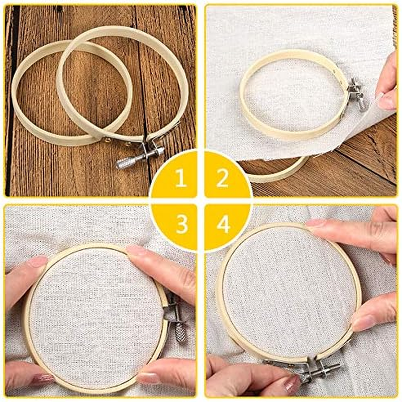 Pllieay 12 Pieces 3 Inch Embroidery Hoops Bamboo Circle Cross Stitch Hoop Ring for Embroidery, Art Craft Handy Sewing and Christmas Decoration image number 6