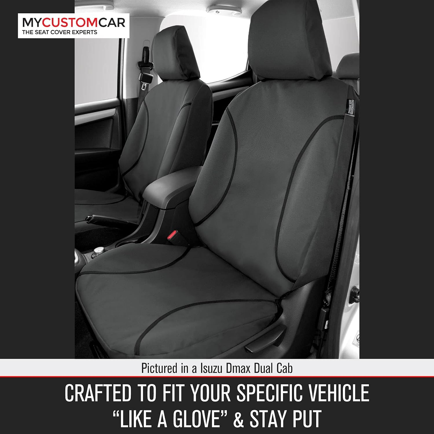 For Nissan Navara D40 ST Dual Cab 2011-2015 TRADIES Front Grey Canvas Seat Covers image number 3