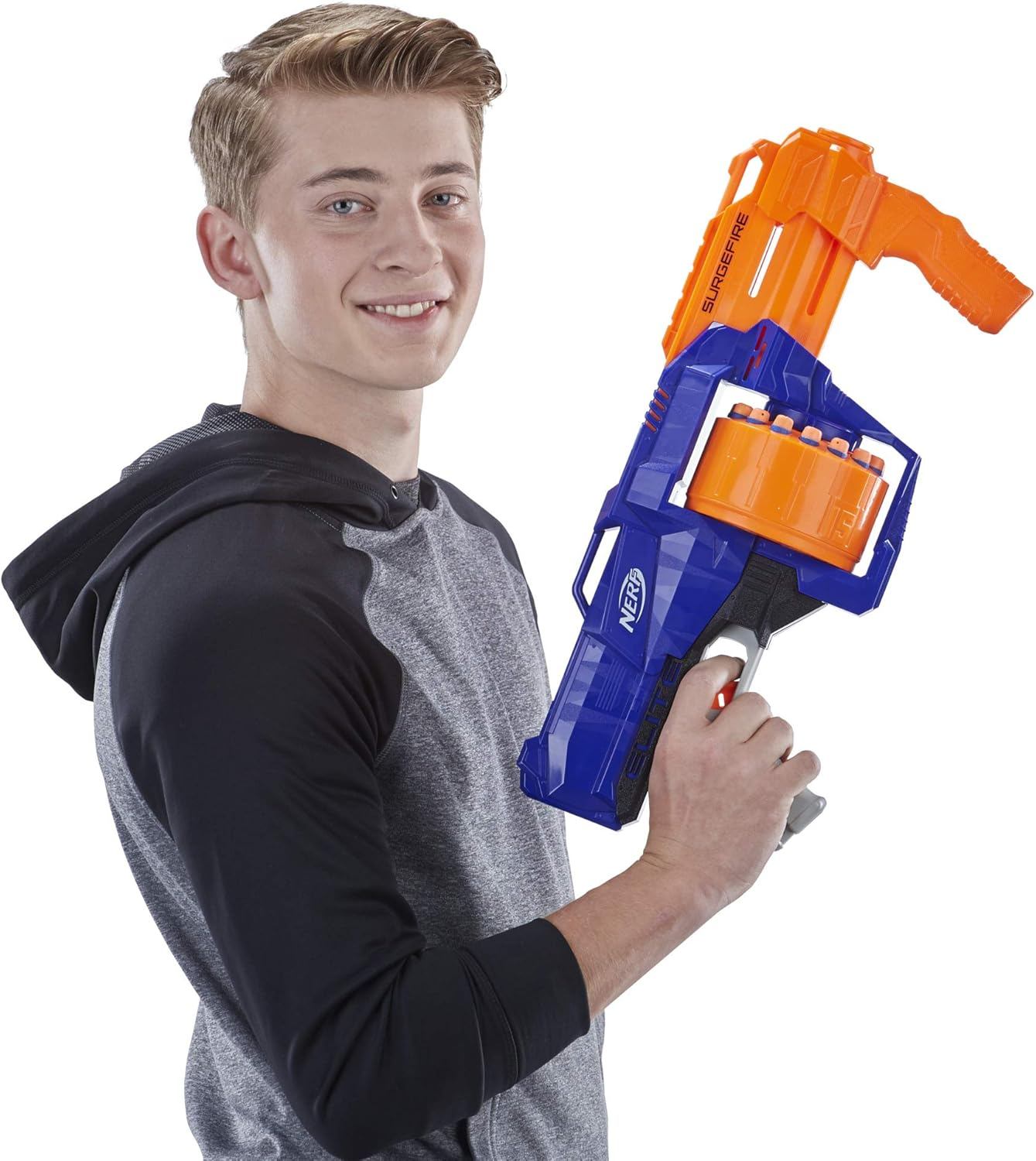 Nerf N-Strike Elite Surgefire Toy Blaster with Drum Magazine in Recyclable Packaging image number 2